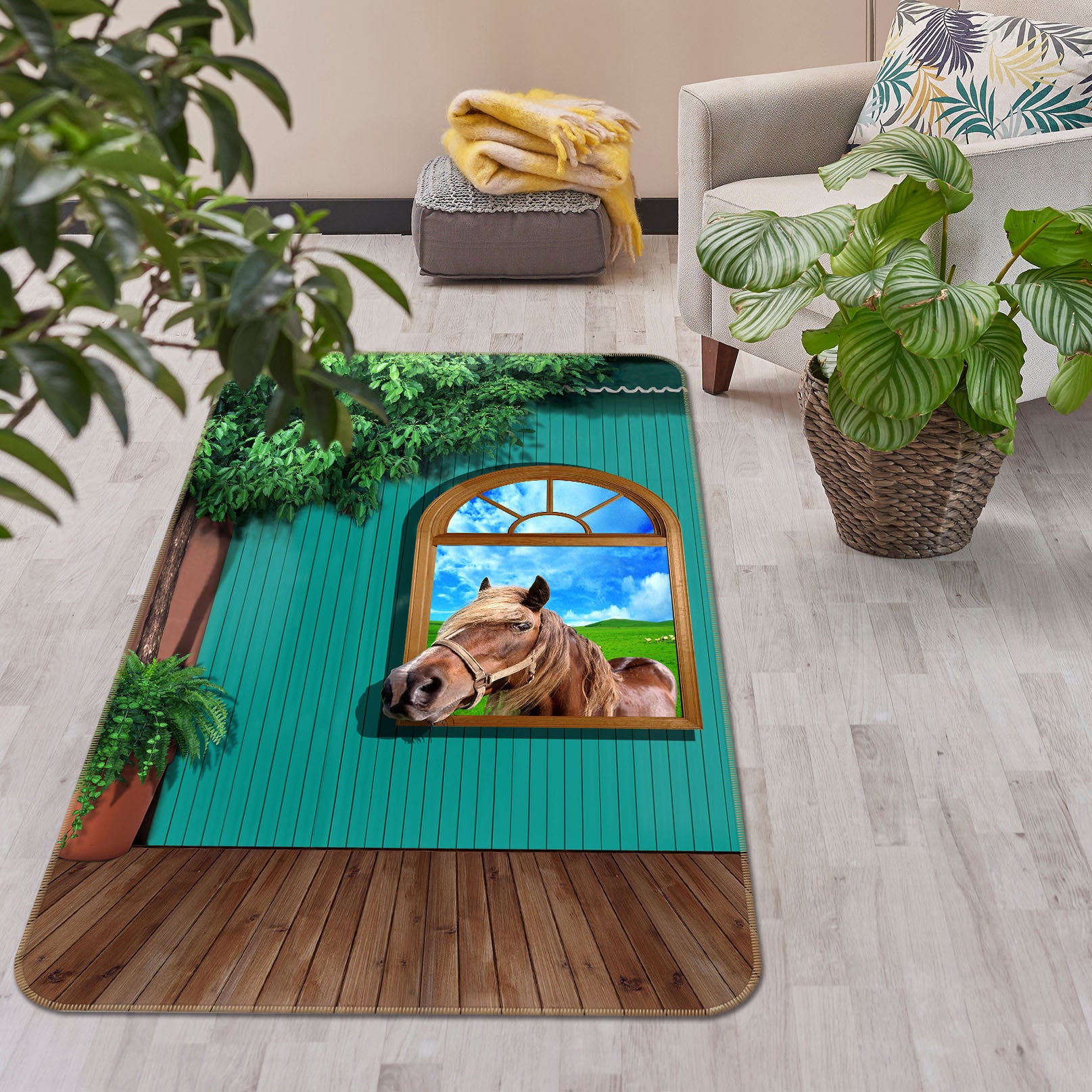 3D Window Horse 35241 Non Slip Rug Mat