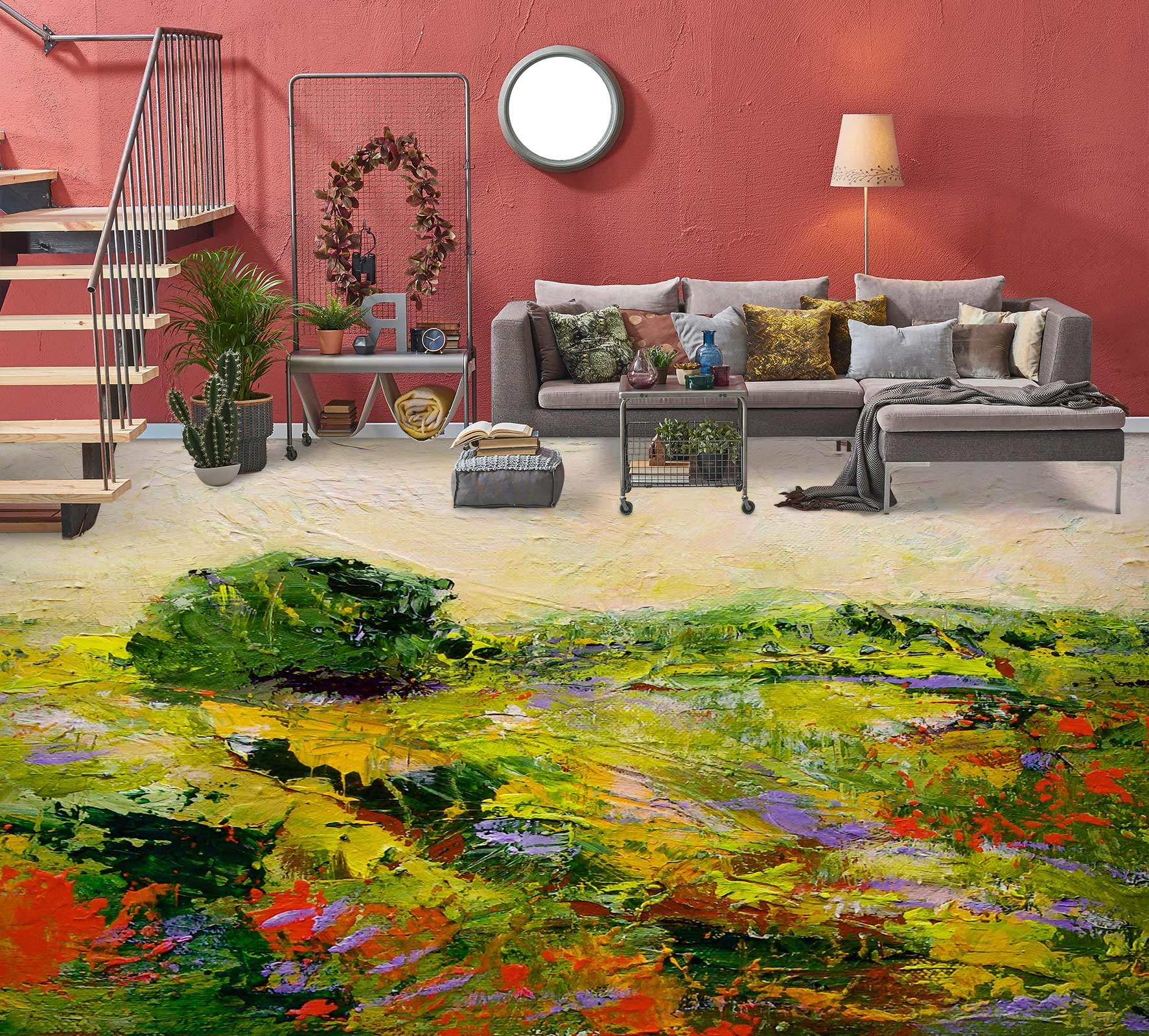 3D Grass Flowers Oil Painting 9653 Allan P. Friedlander Floor Mural