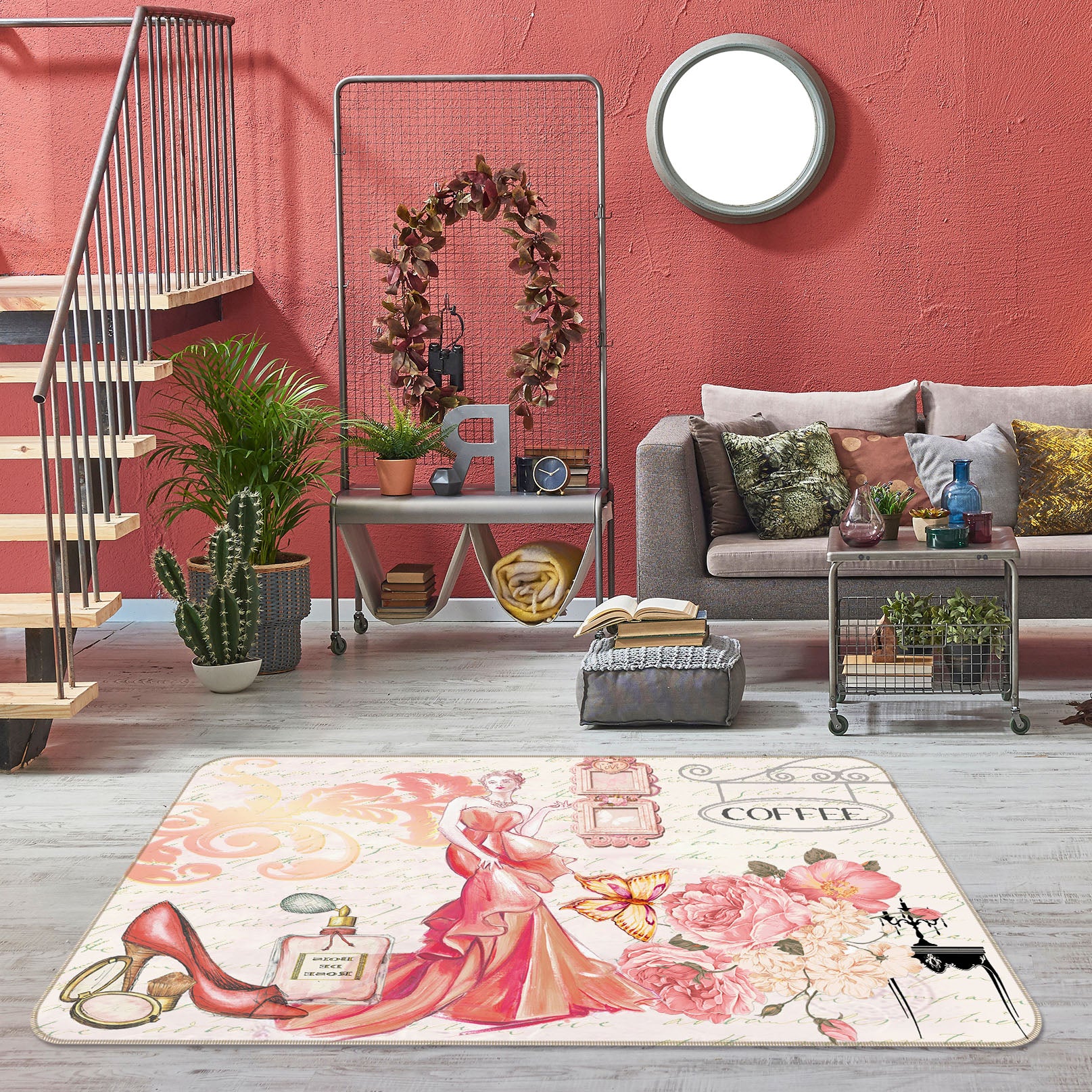 3D Pink Flower Beauty 33108 Non Slip Rug Mat