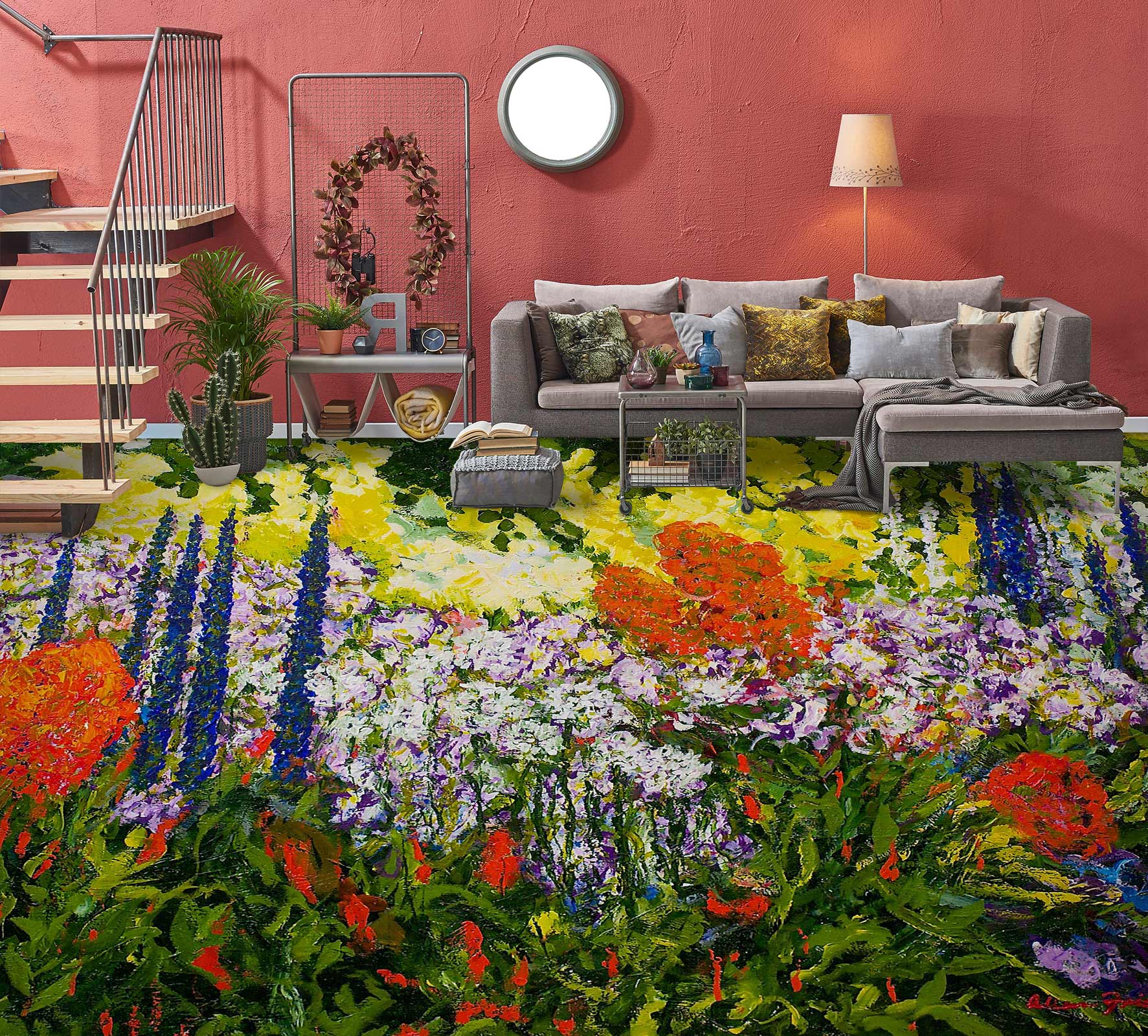 3D Flower Bush 9605 Allan P. Friedlander Floor Mural