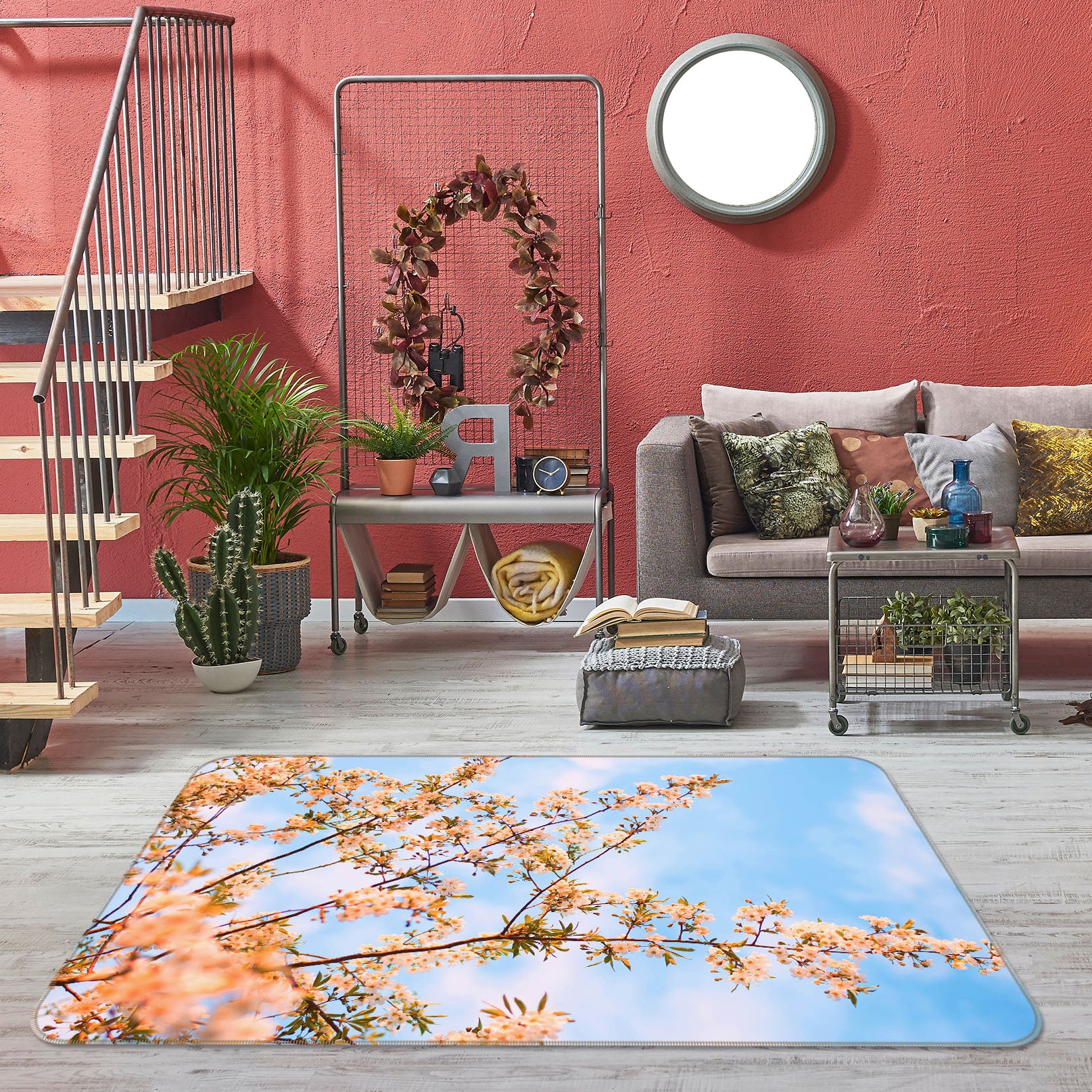 3D Flower Branch 27138 Non Slip Rug Mat