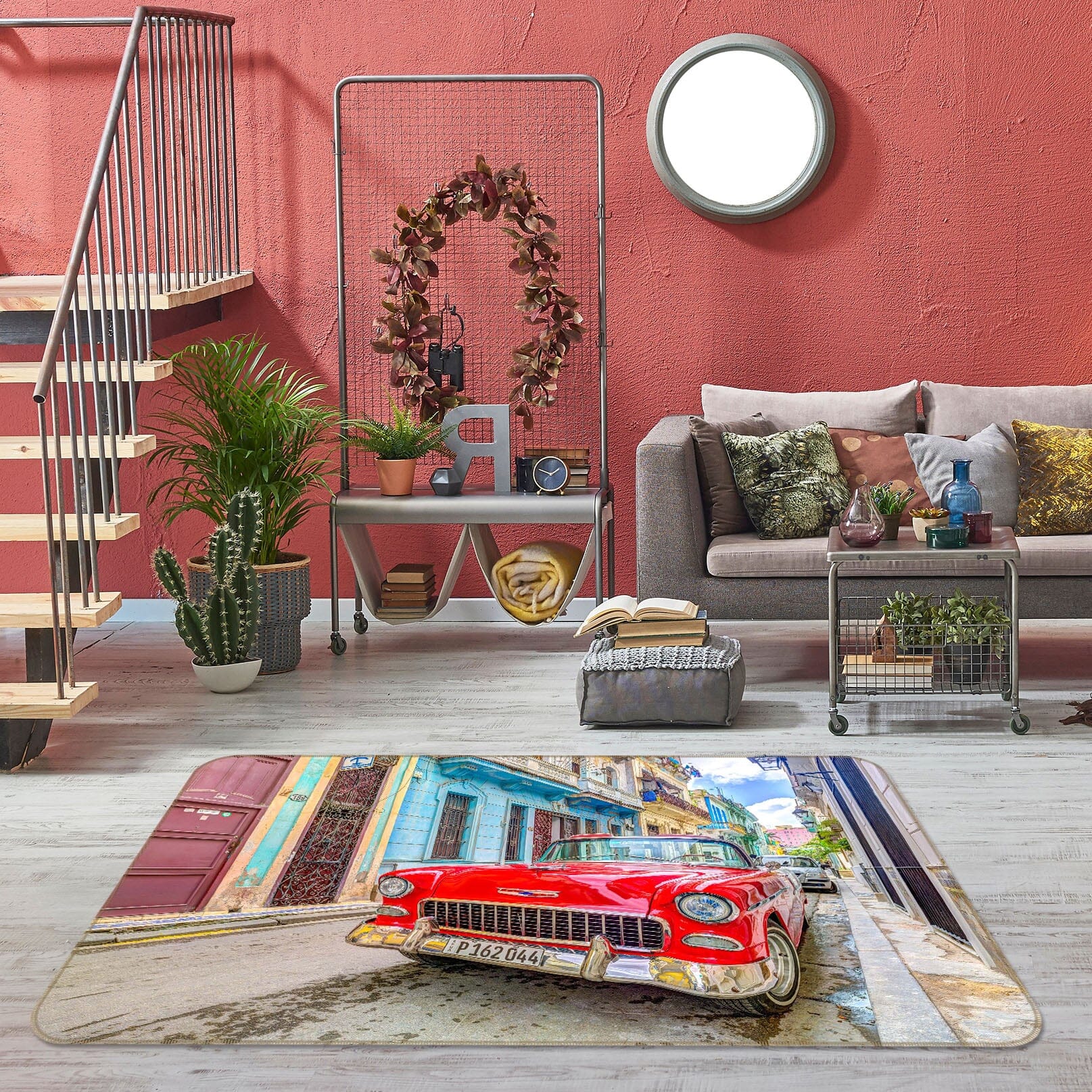 3D Red Truck 1017 Assaf Frank Rug Non Slip Rug Mat Mat AJ Creativity Home 