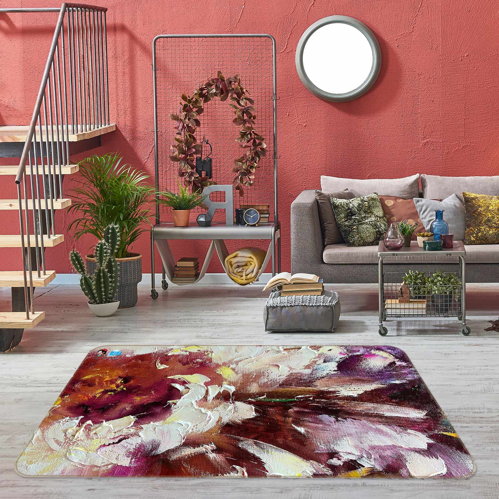 3D Flower Paint 1107 Skromova Marina Rug Non Slip Rug Mat