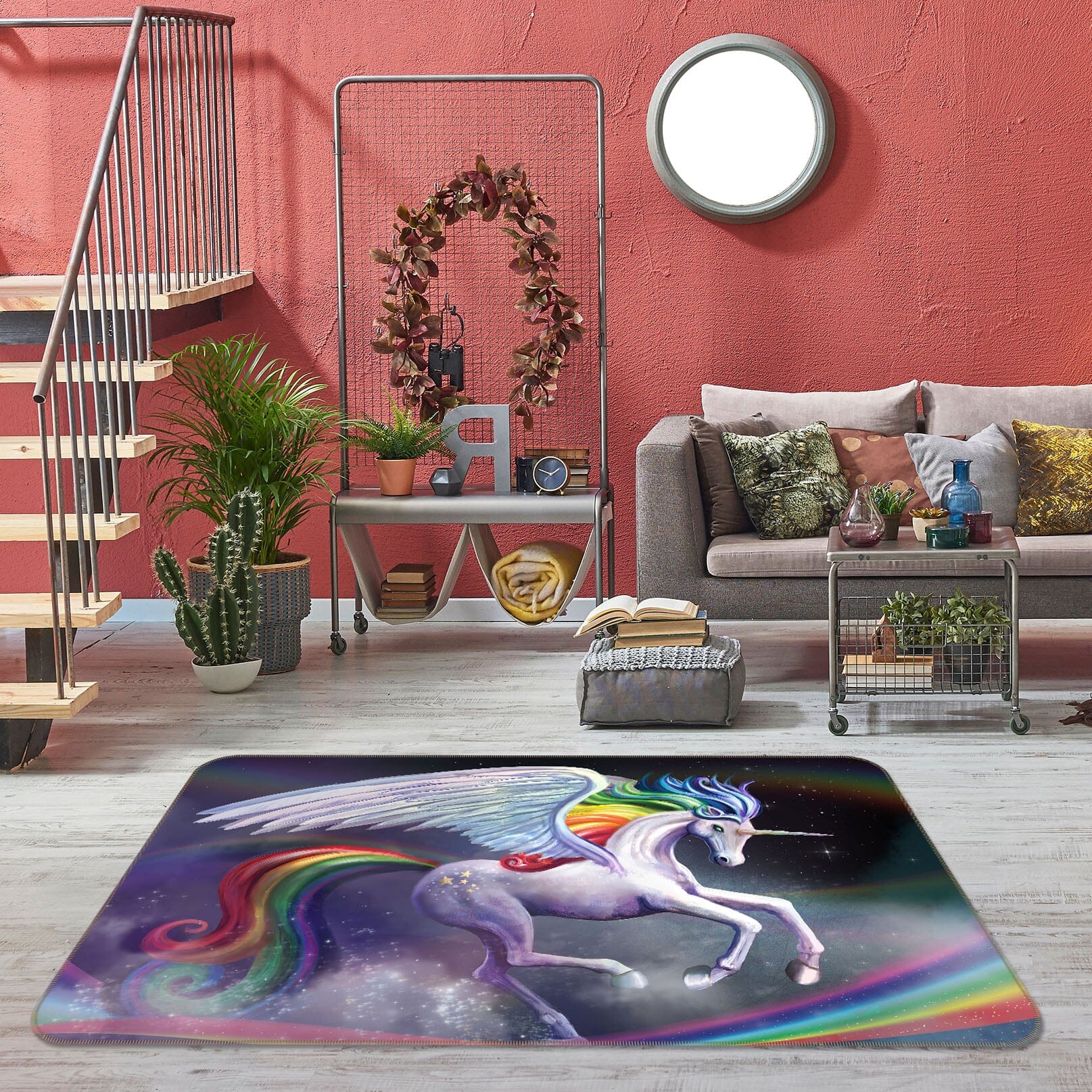 3D White Unicorn 3012 Rose Catherine Khan Rug Non Slip Rug Mat Mat AJ Creativity Home 