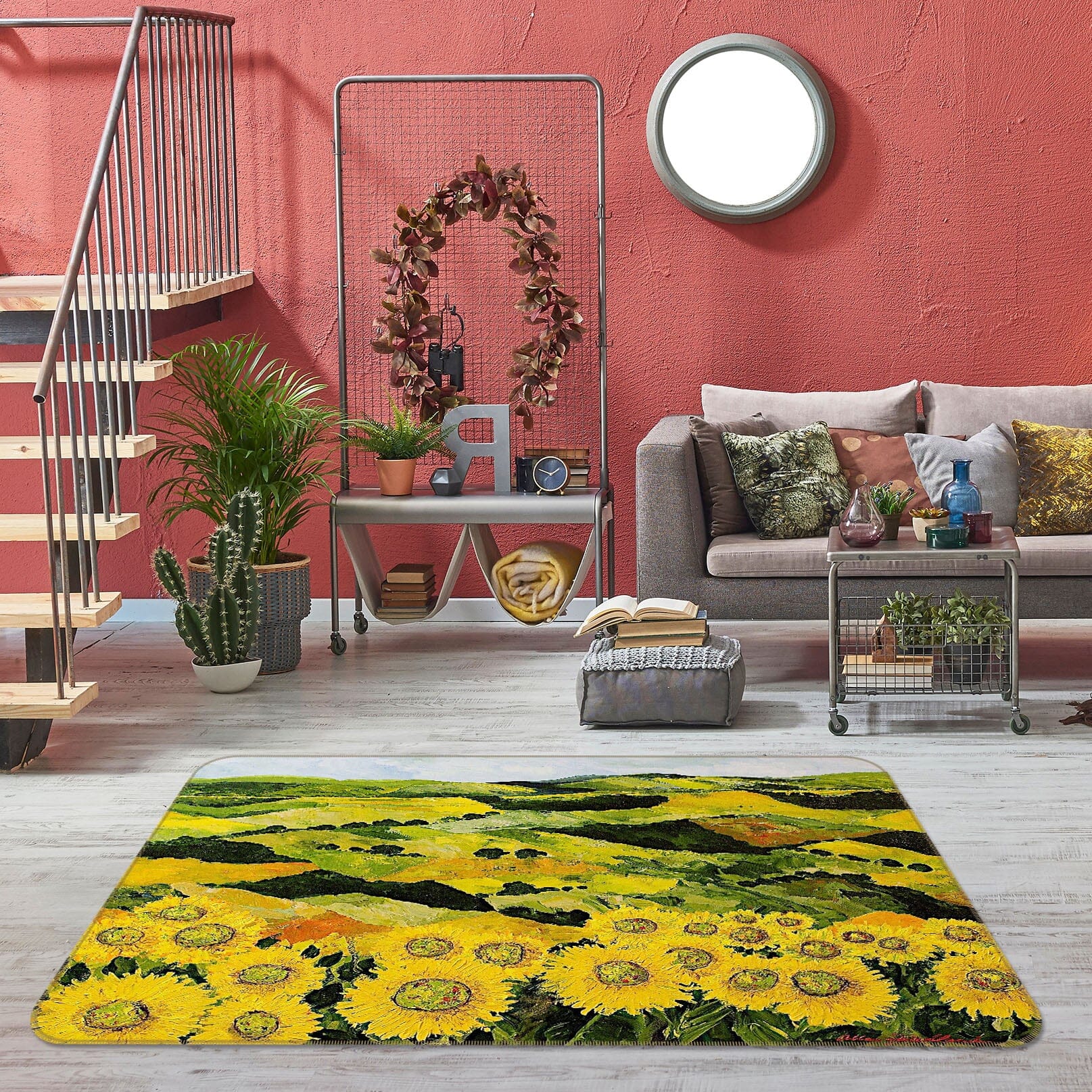 3D Sunflower Garden 1051 Allan P. Friedlander Rug Non Slip Rug Mat Mat AJ Creativity Home 