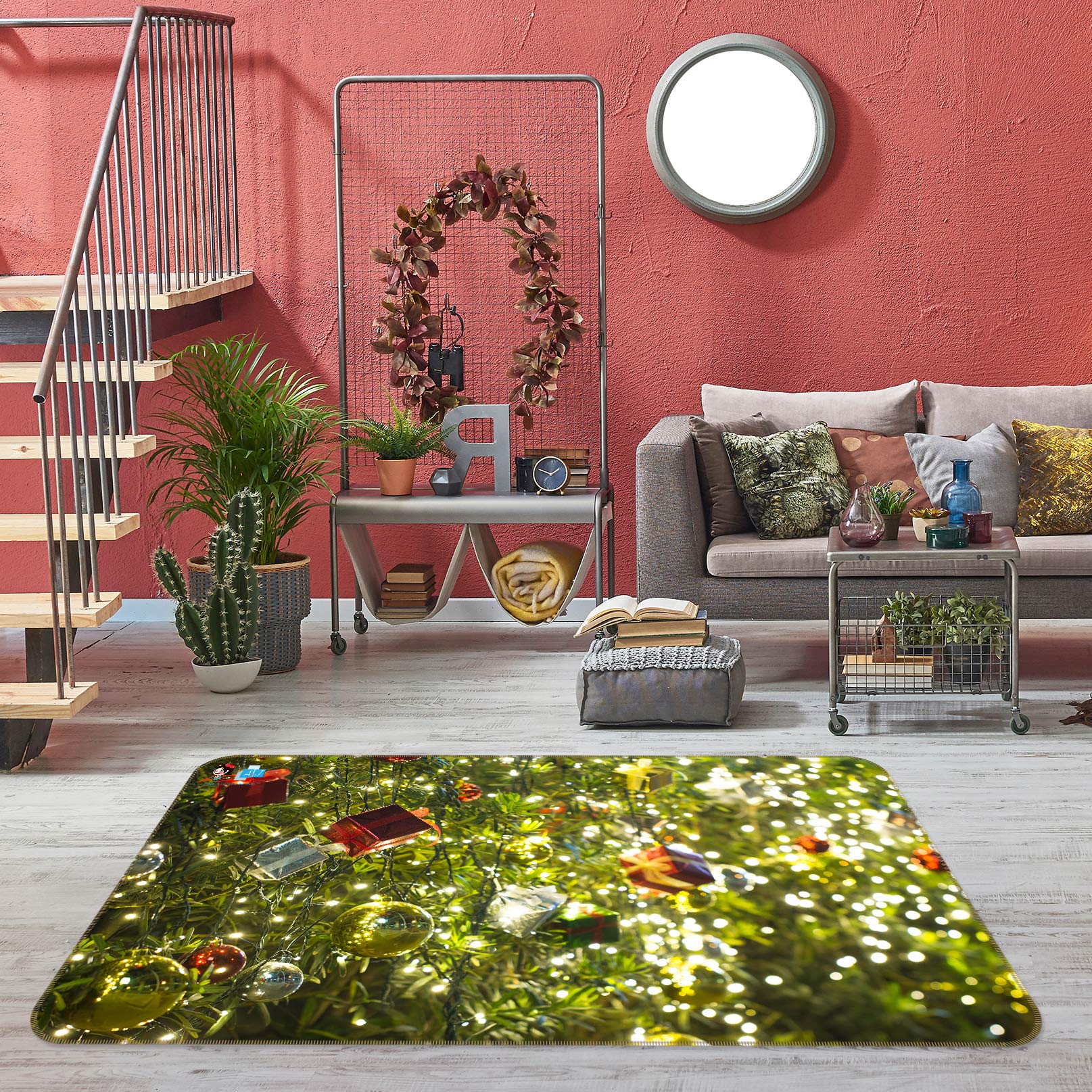 3D Tree Pendant 54250 Christmas Non Slip Rug Mat Xmas