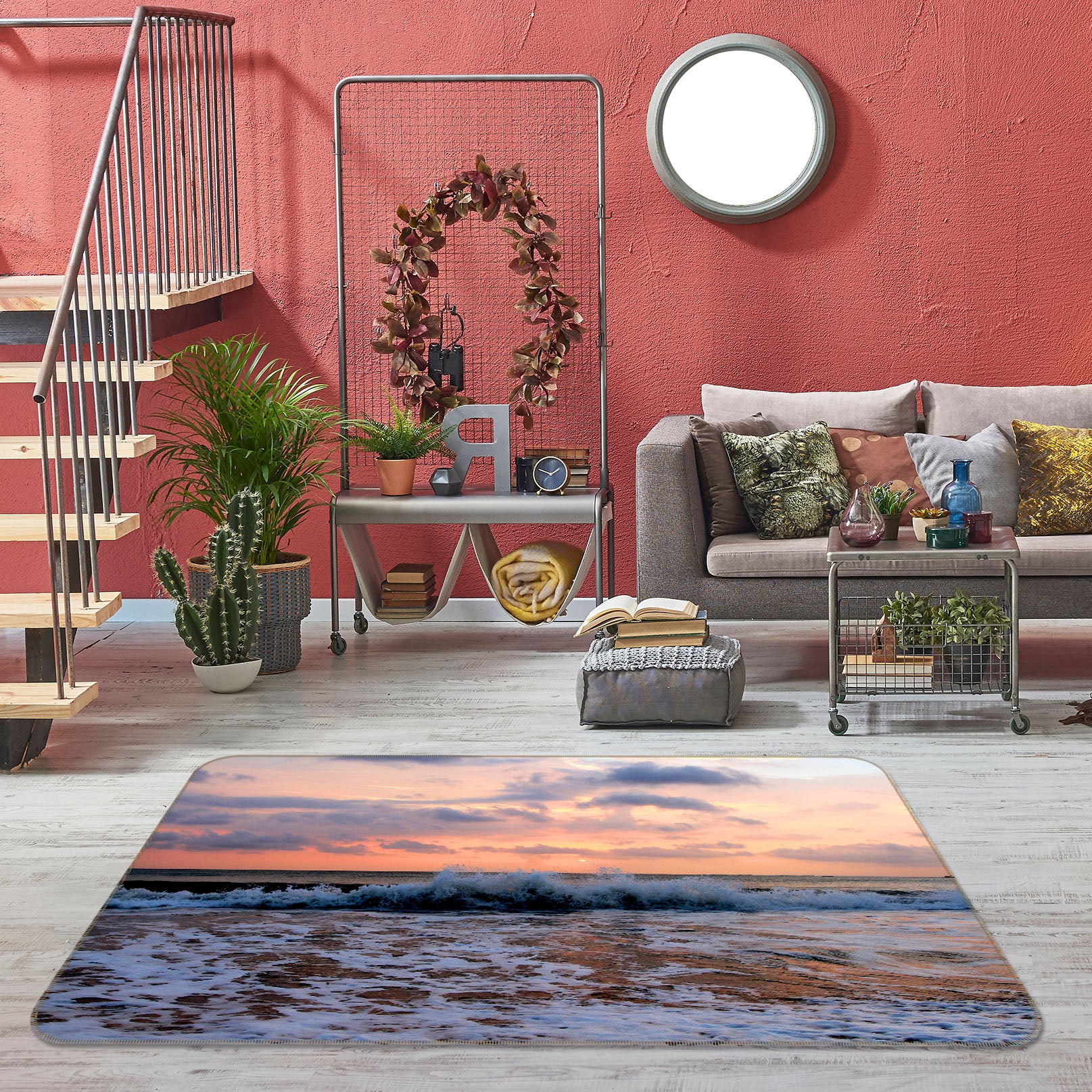 3D Waves Sky 36007 Non Slip Rug Mat