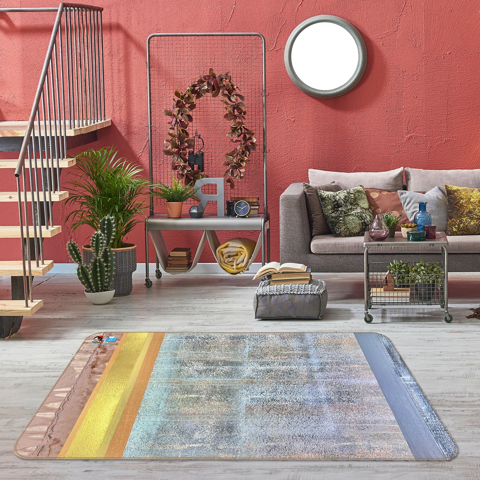 3D Blue Painting 3033 Skromova Marina Rug Non Slip Rug Mat