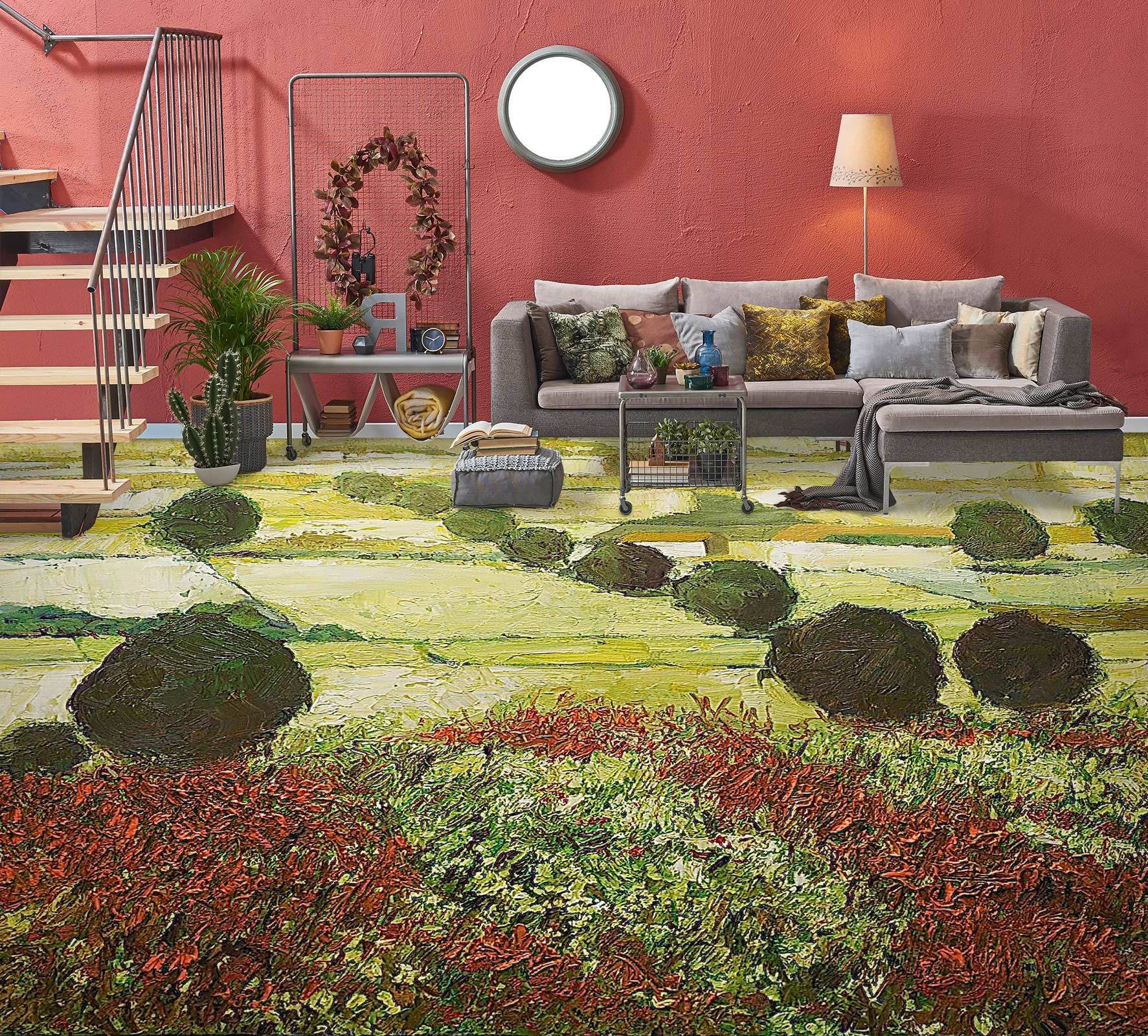 3D Grass Field Trees 9513 Allan P. Friedlander Floor Mural