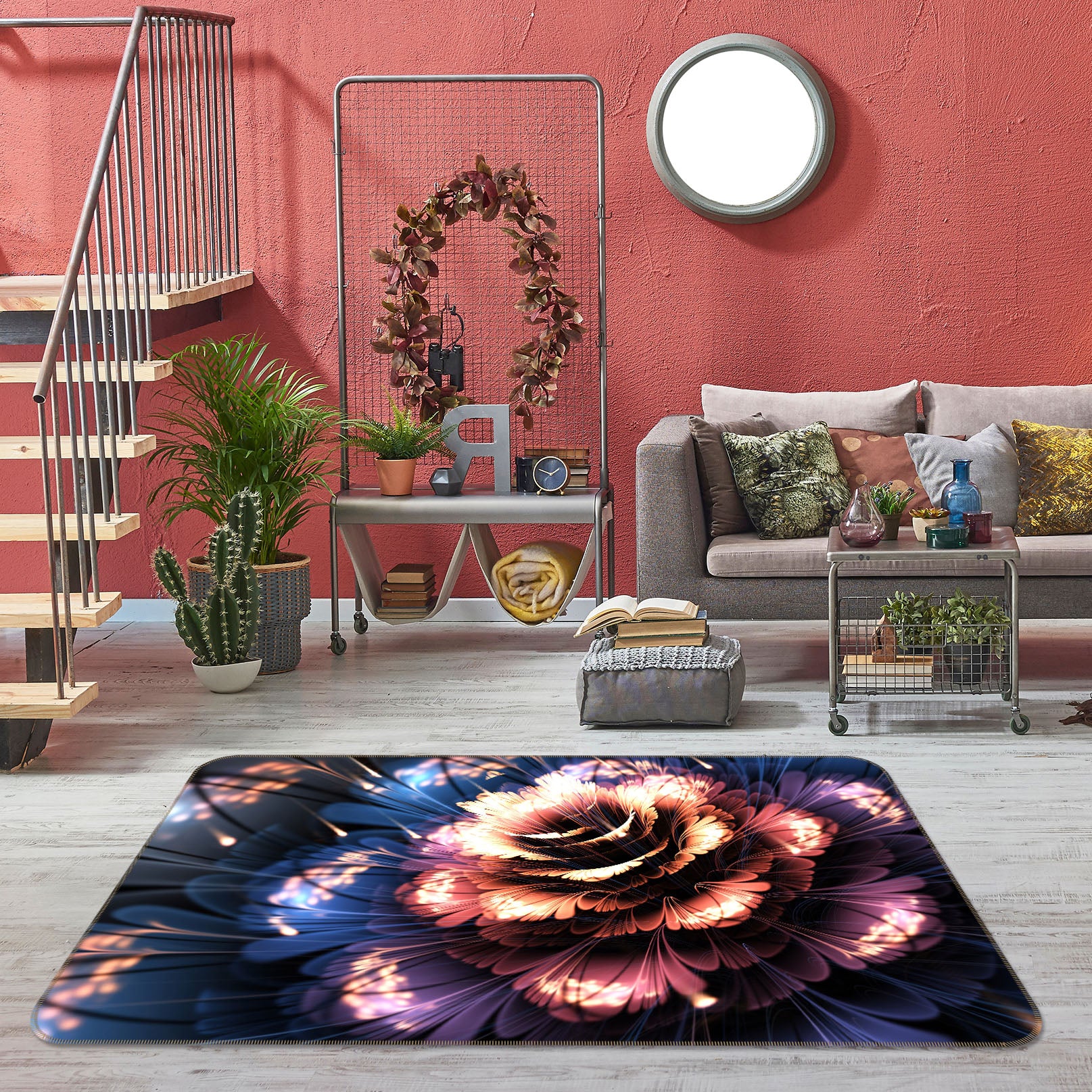 3D Flowers 65092 Non Slip Rug Mat