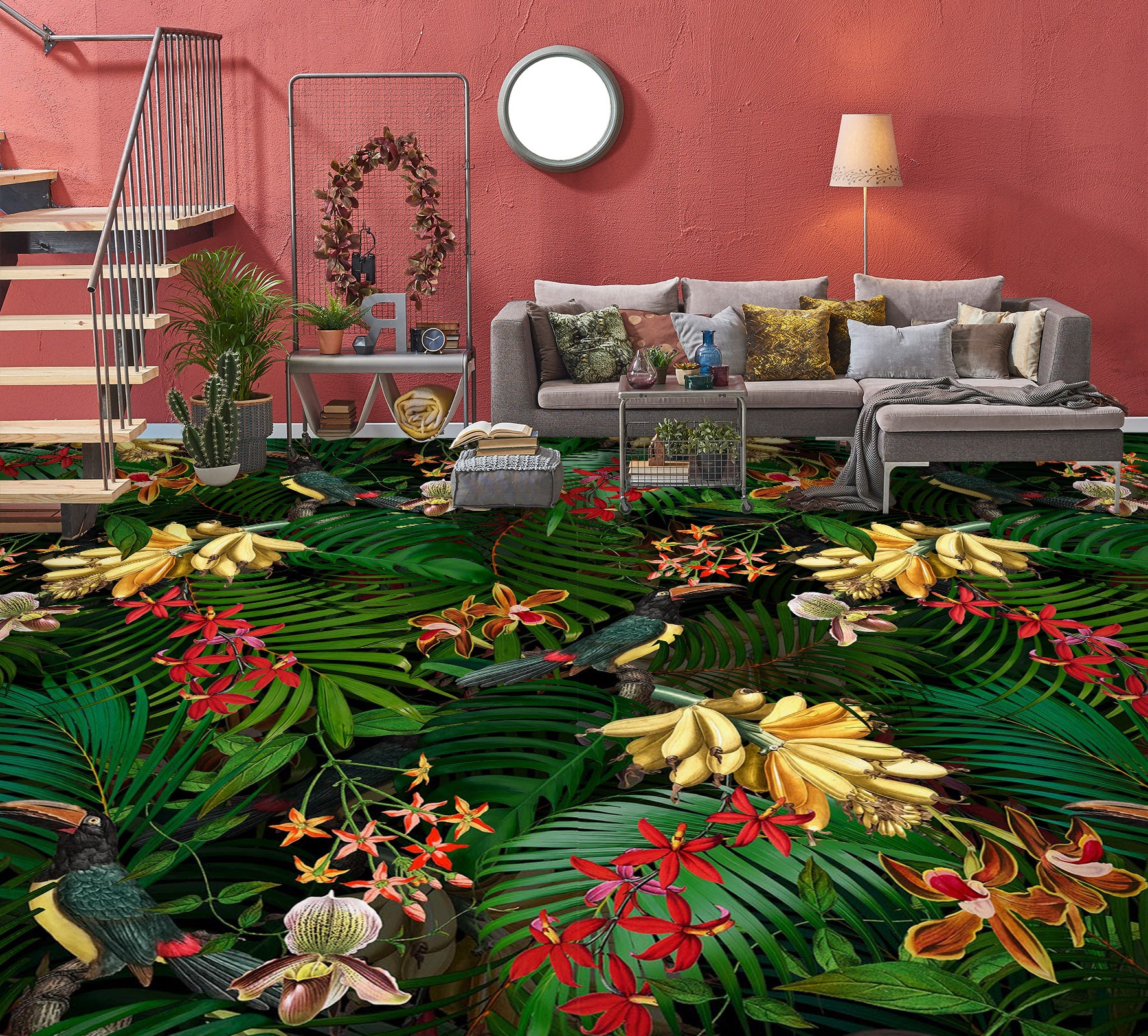 3D Flower Bush Grove 10003 Uta Naumann Floor Mural