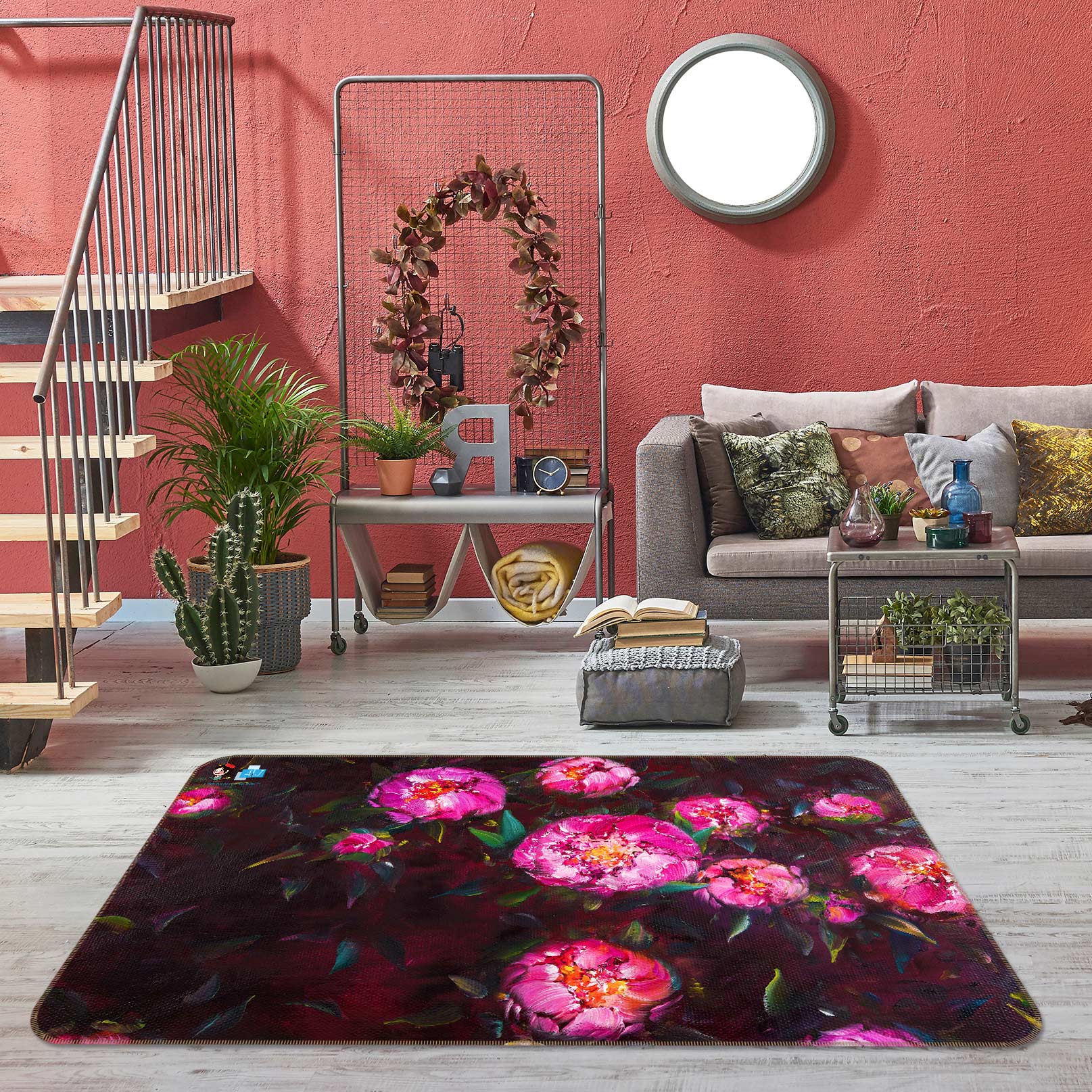 3D Bright Roses 1158 Skromova Marina Rug Non Slip Rug Mat