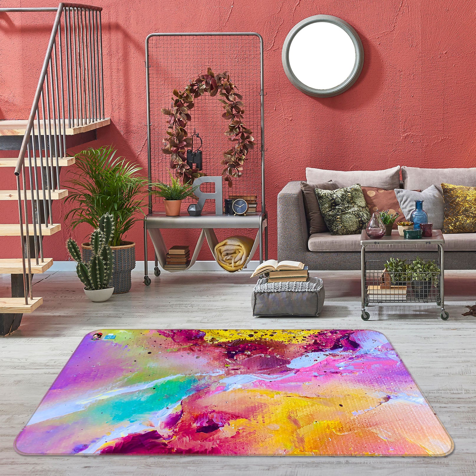 3D Colorful Watercolor 1259 Skromova Marina Rug Non Slip Rug Mat