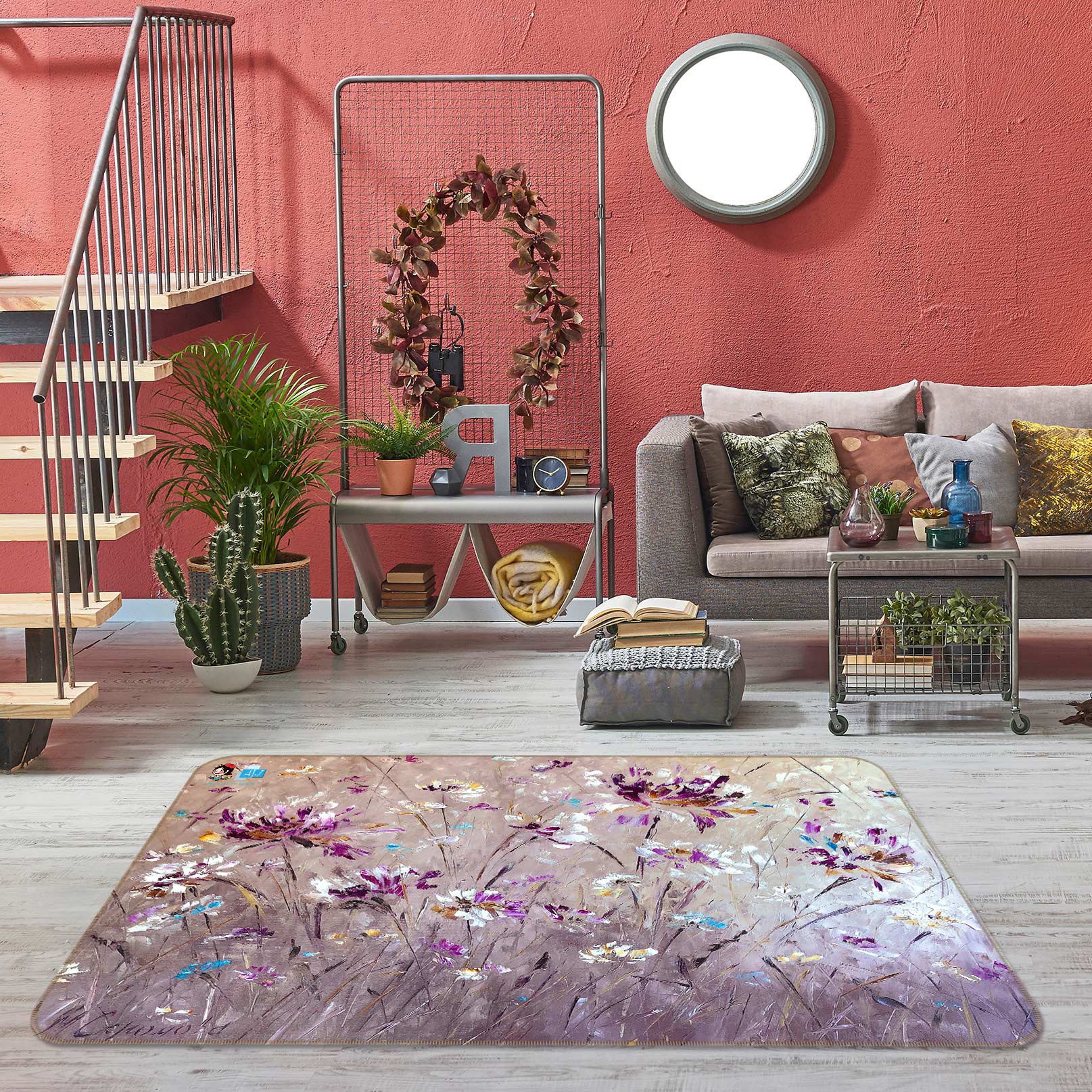 3D Cute Wildflowers 1142 Skromova Marina Rug Non Slip Rug Mat