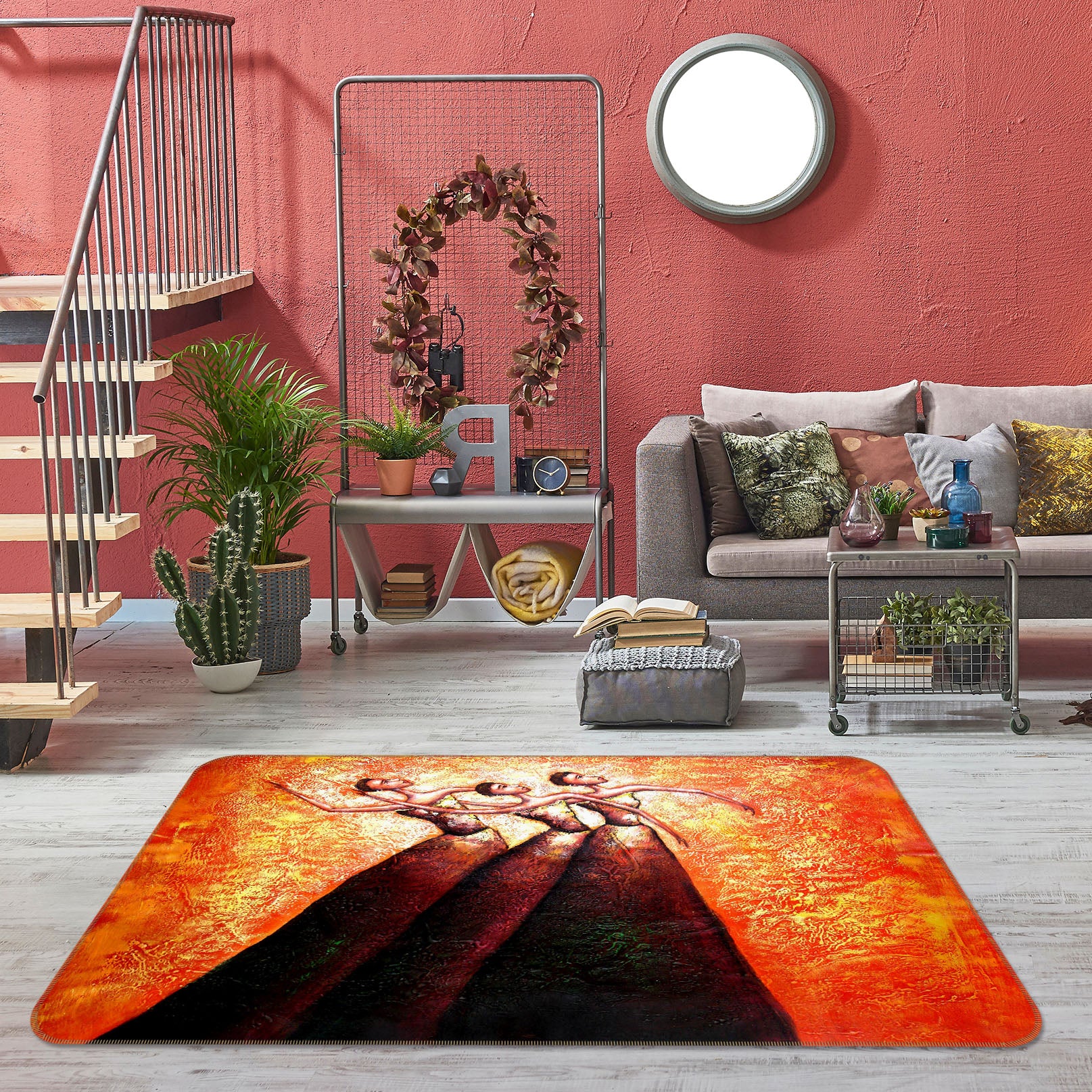 3D Three People Dance 33134 Non Slip Rug Mat