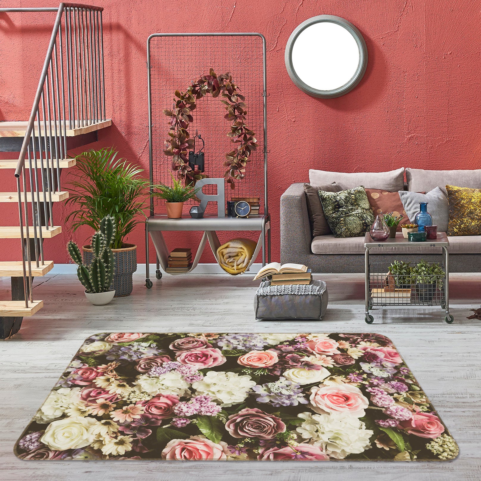 3D Flowers 37043 Non Slip Rug Mat