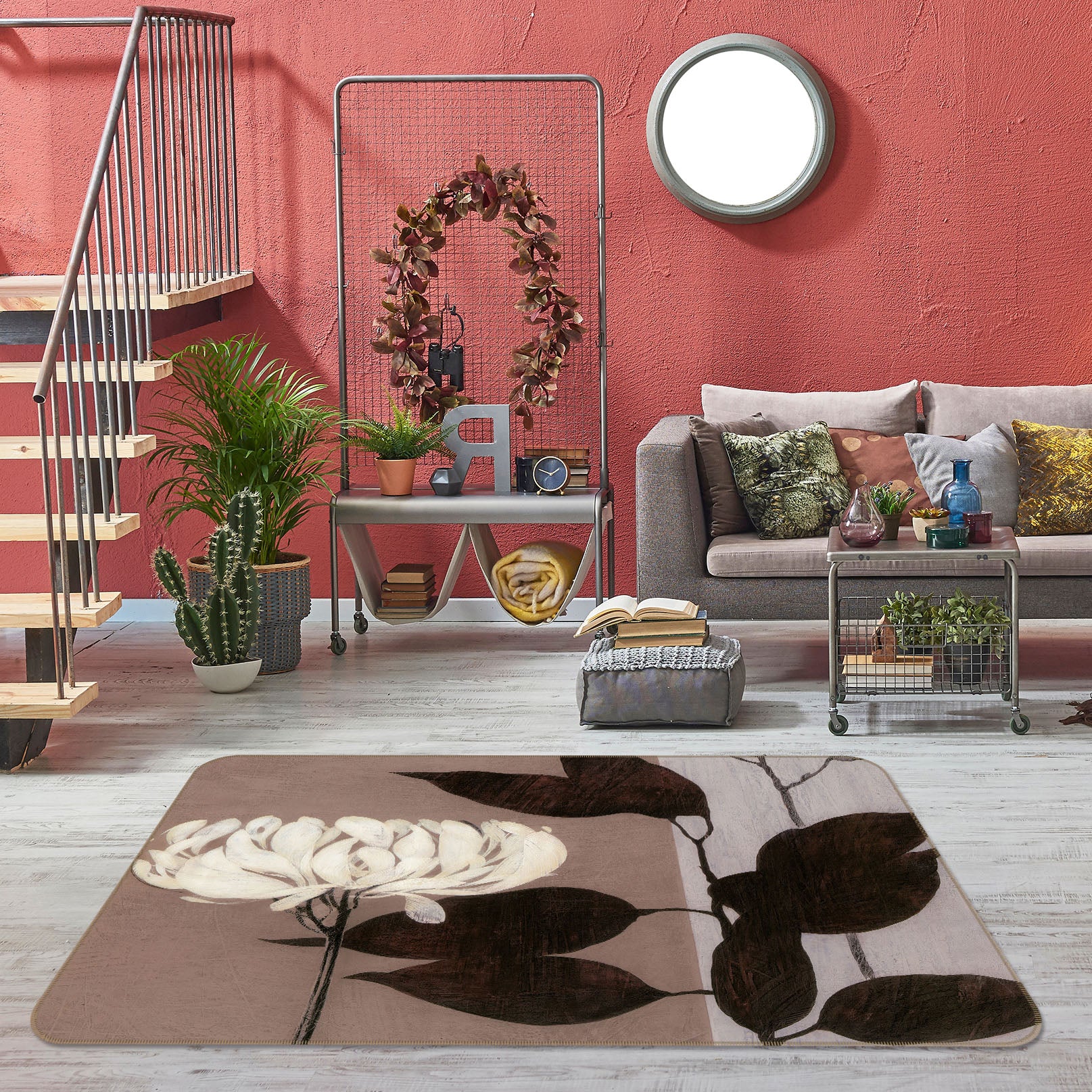 3D Flower Leaf 32071 Non Slip Rug Mat