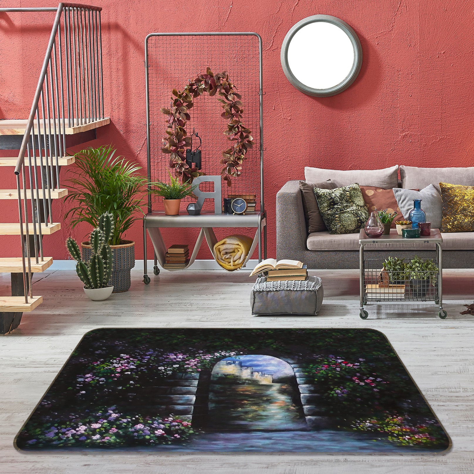 3D Flower Bush Doorway 75223 Non Slip Rug Mat