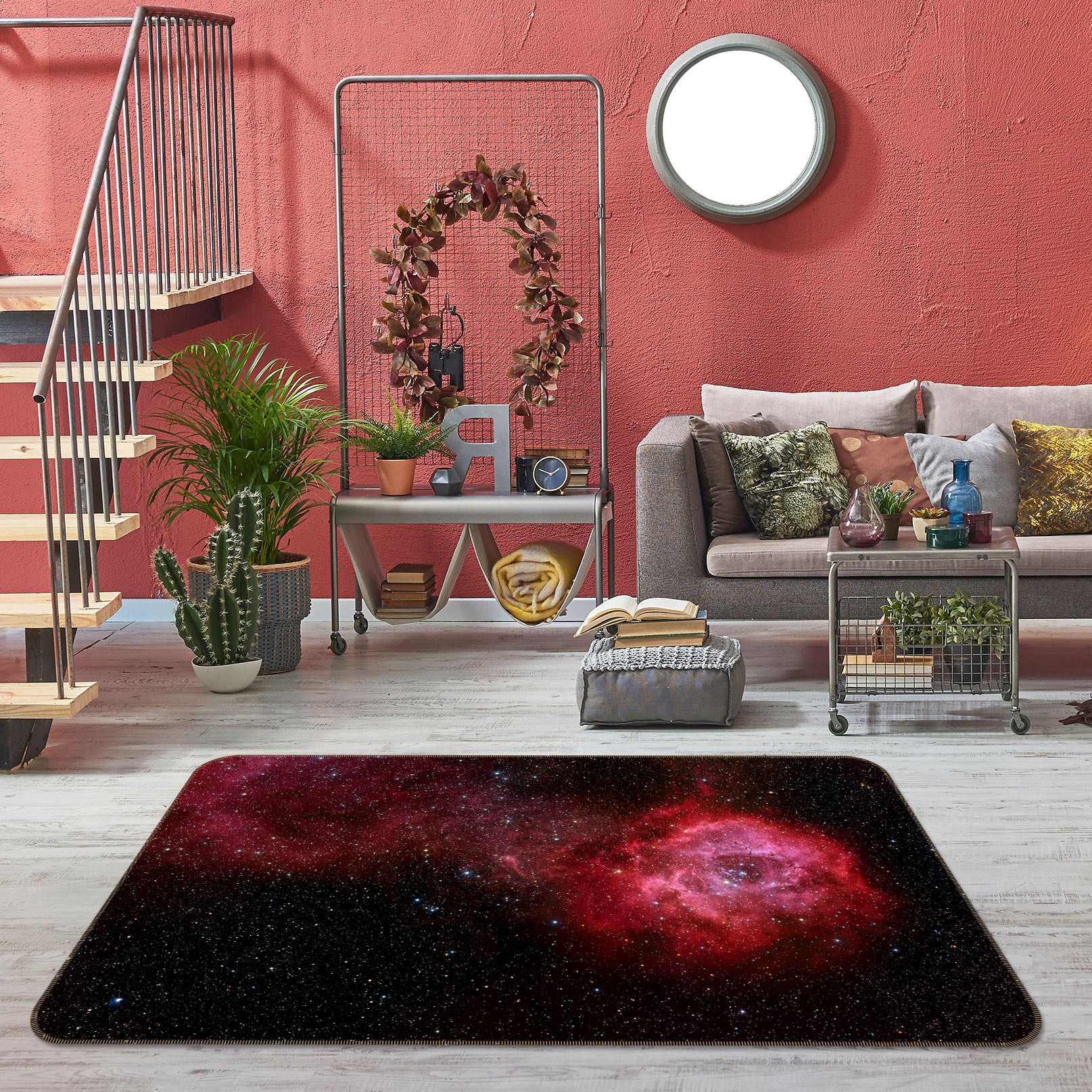 3D Red Starry 31135 Non Slip Rug Mat