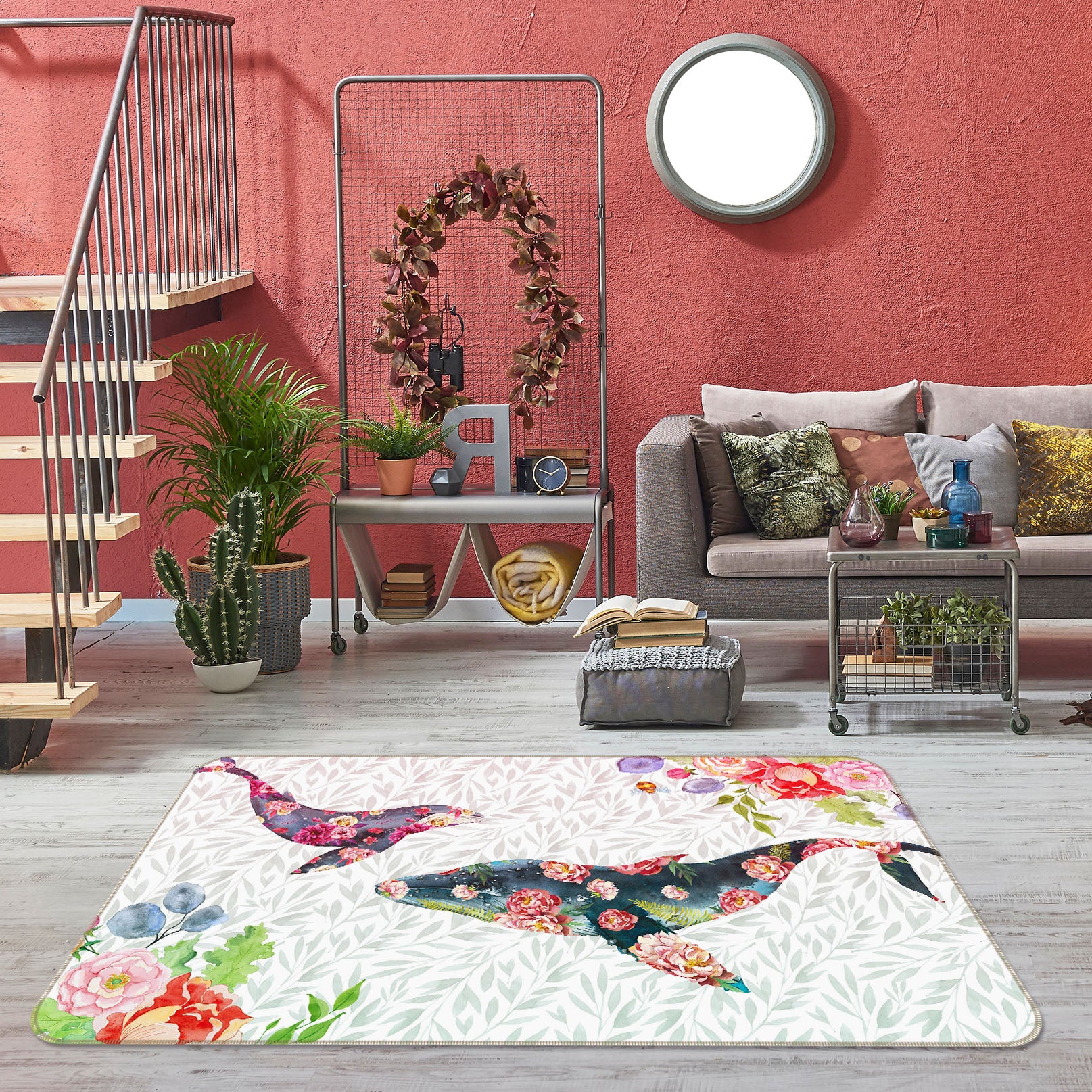 3D Flower Whalet 34062 Non Slip Rug Mat