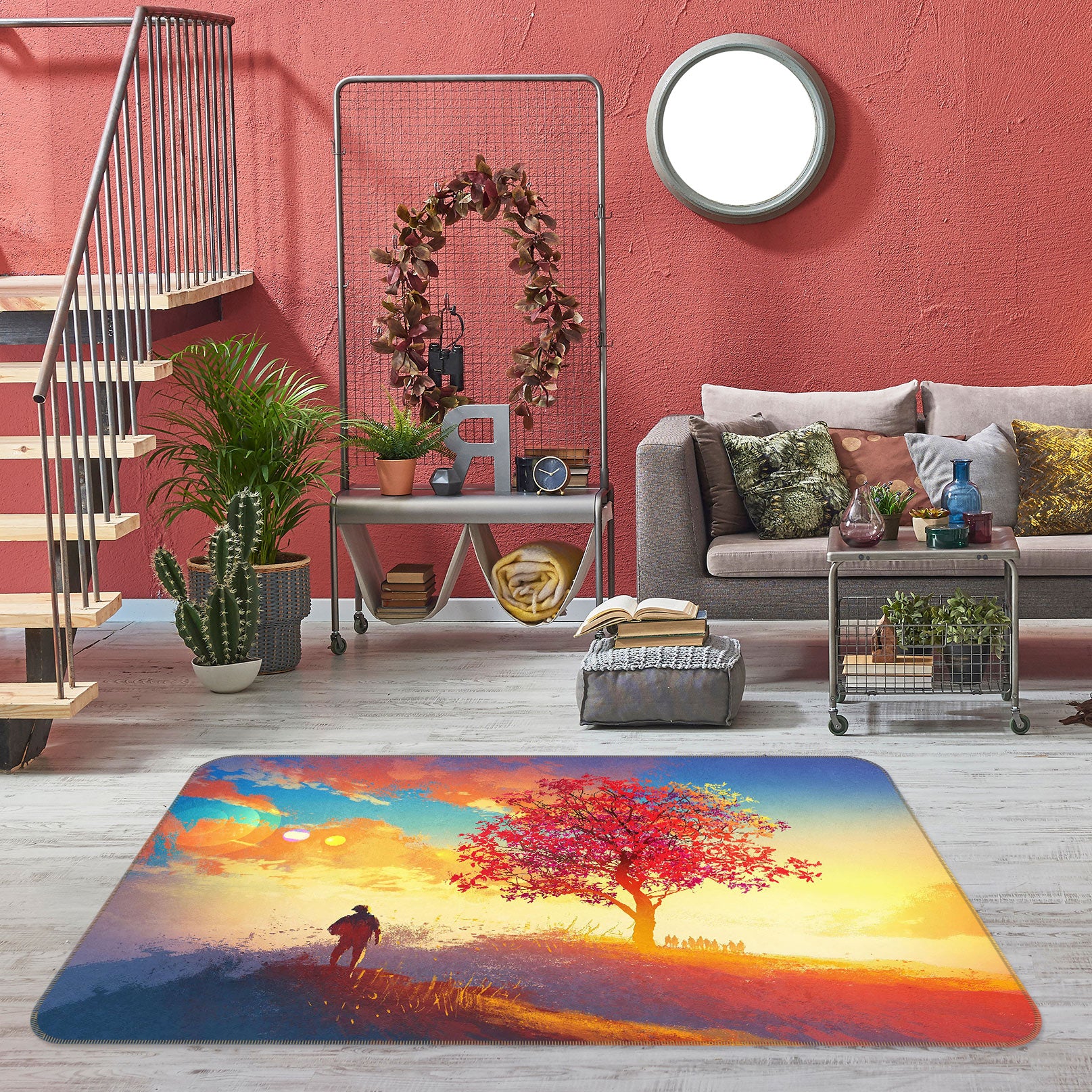 3D Hillside Tree 77122 Non Slip Rug Mat