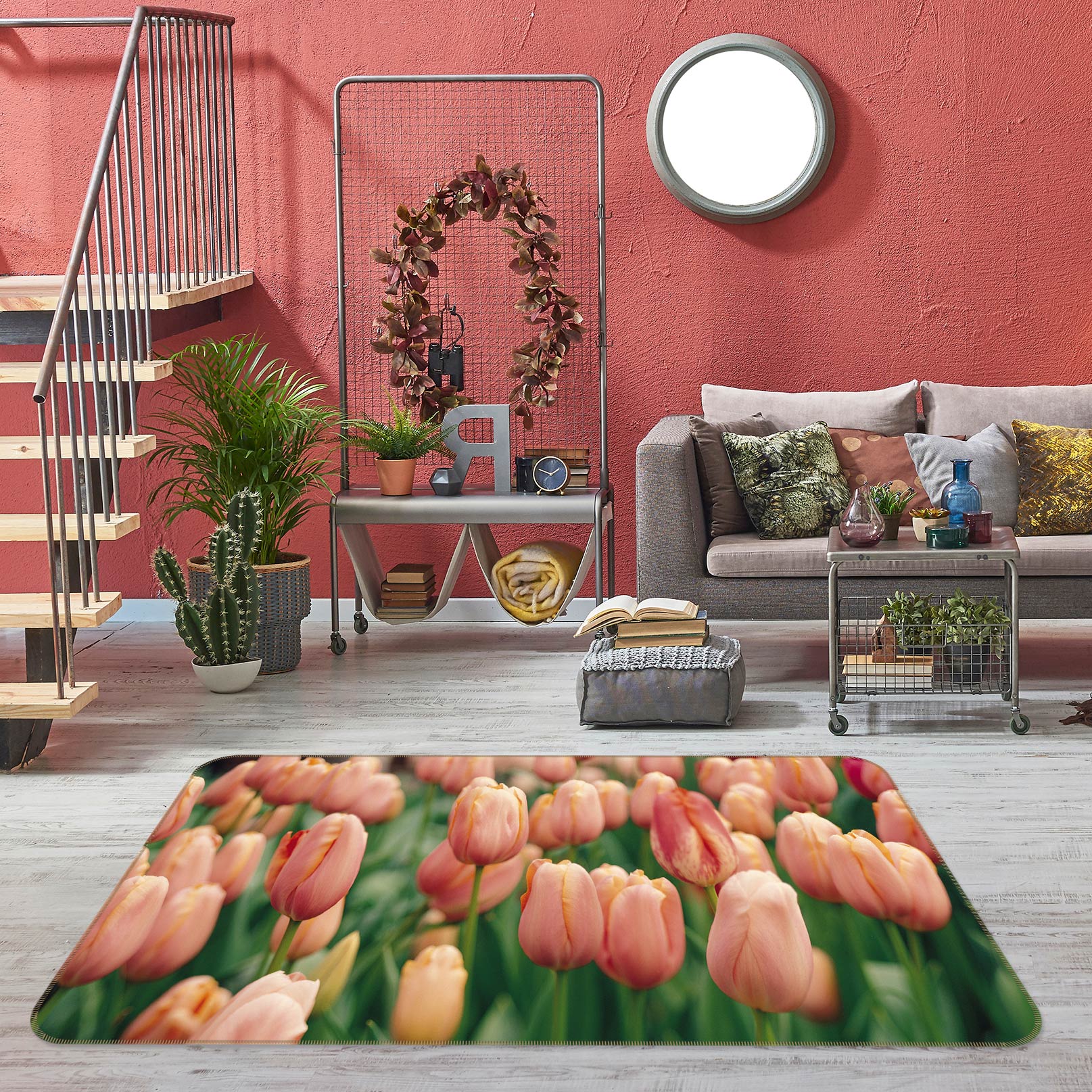 3D Tulip Flowers 75262 Non Slip Rug Mat
