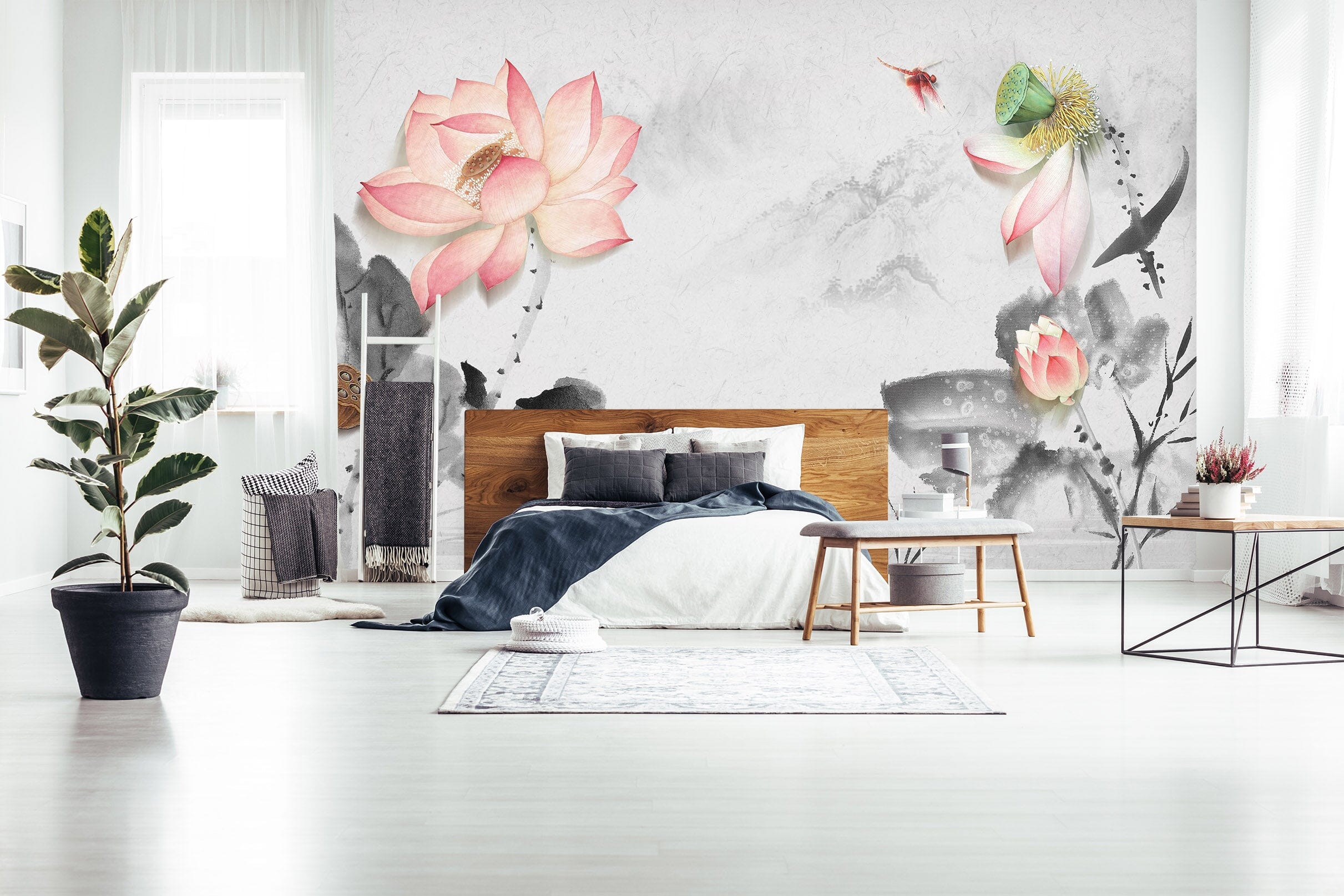 3D Pink Lotus 1469 Wall Murals Wallpaper AJ Wallpaper 2 
