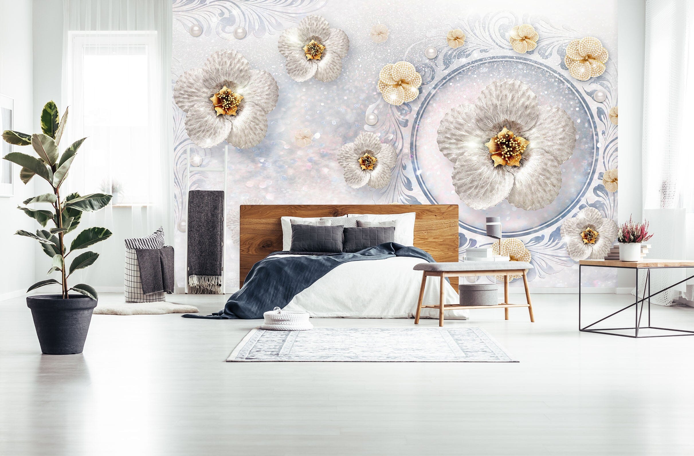 3D Metal Flower 1482 Wall Murals Wallpaper AJ Wallpaper 2 