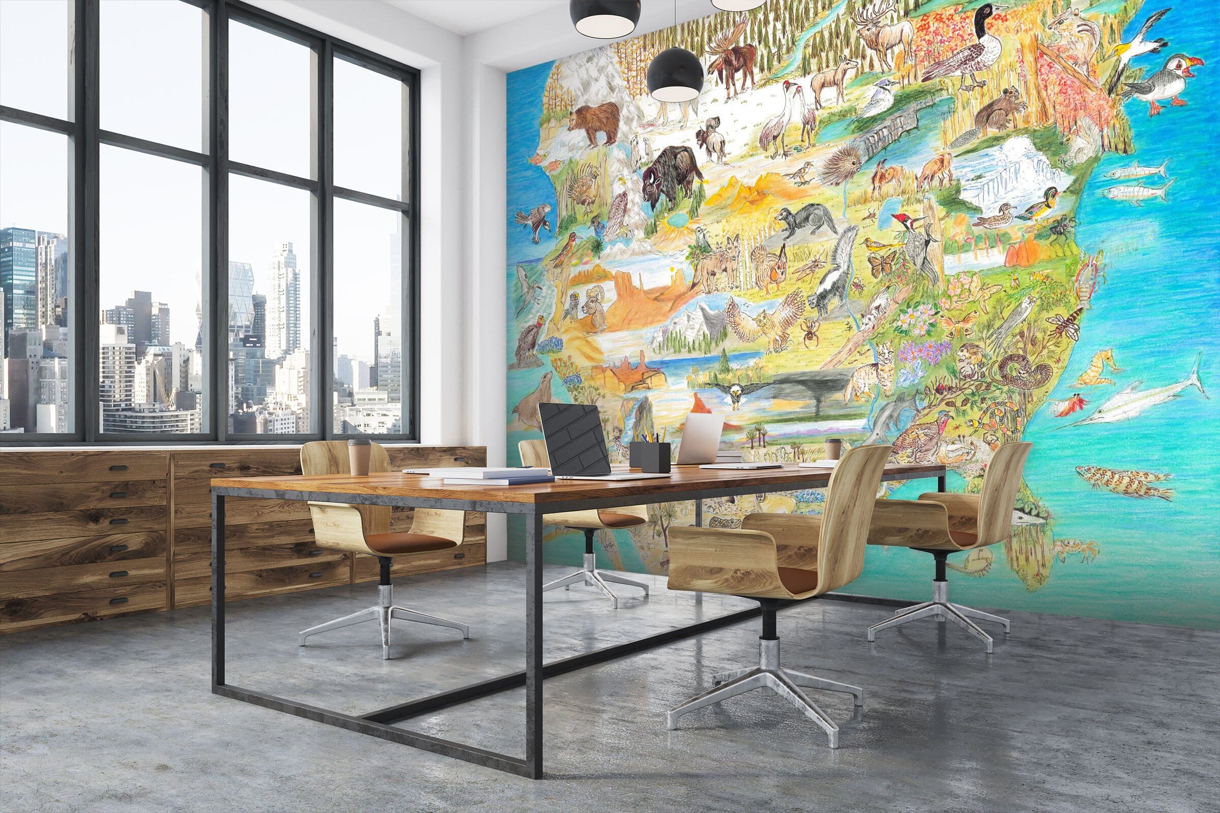 3D Animal Map 1414 Michael Sewell Wall Mural Wall Murals Wallpaper AJ Wallpaper 2 