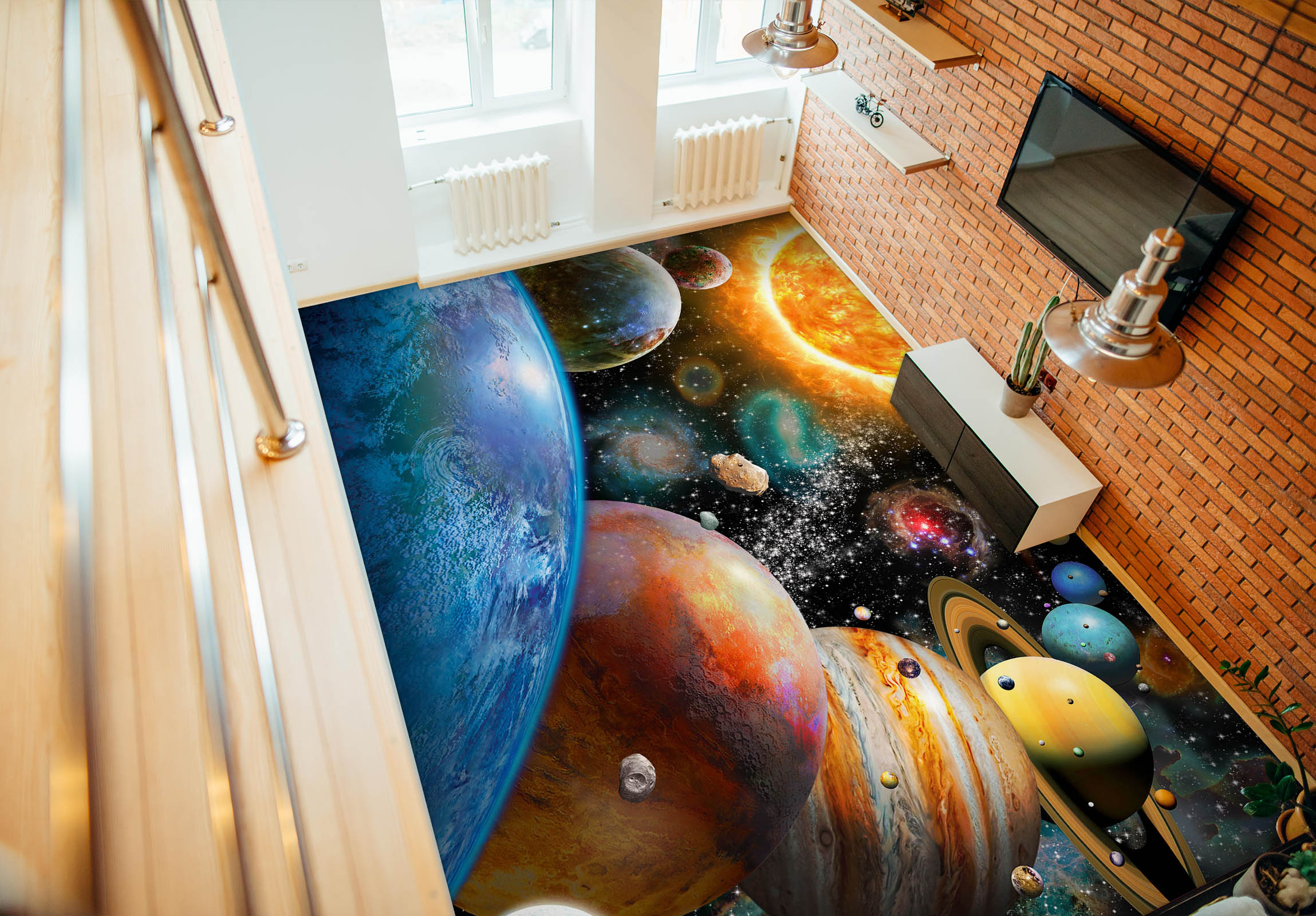 3D Cosmic Planet Adrian Chesterman Floor Mural