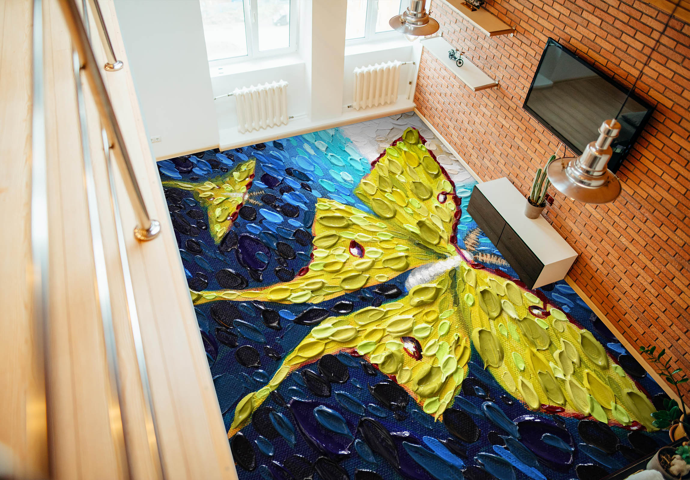 3D Yellow Butterfly 102160 Dena Tollefson Floor Mural