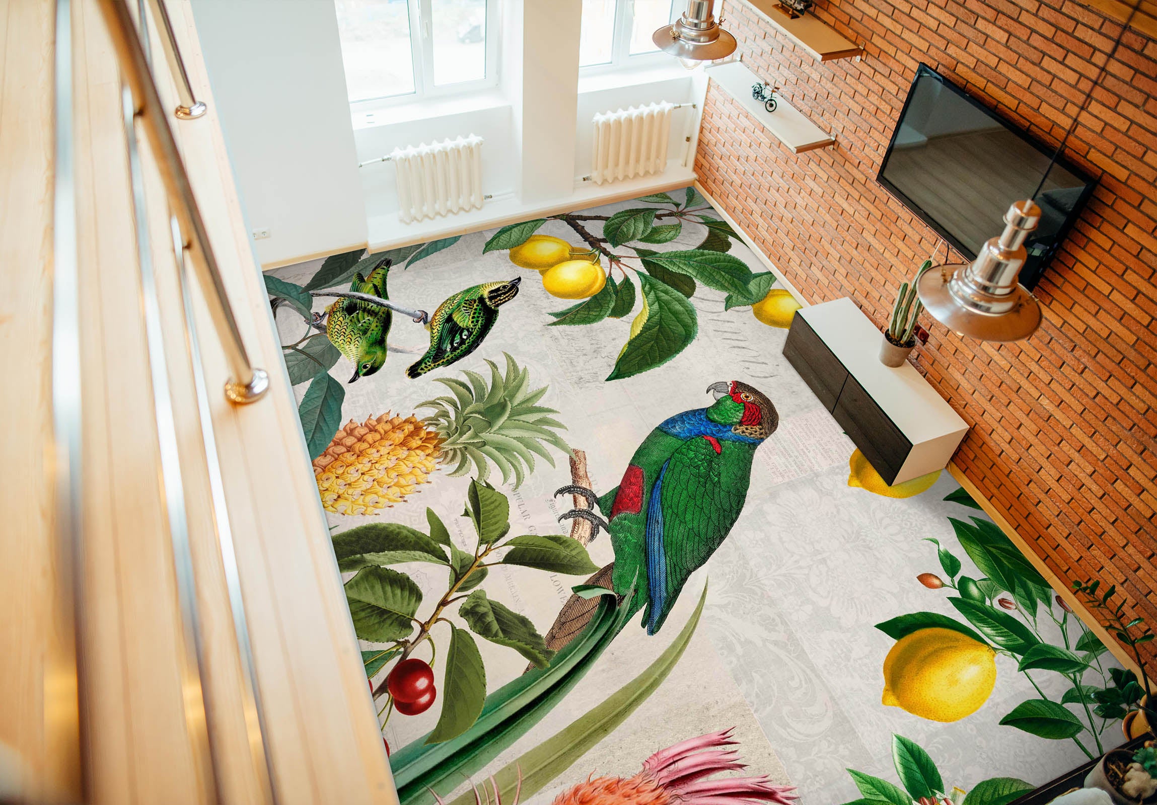 3D Lemon Tree Parrot 104147 Andrea Haase Floor Mural