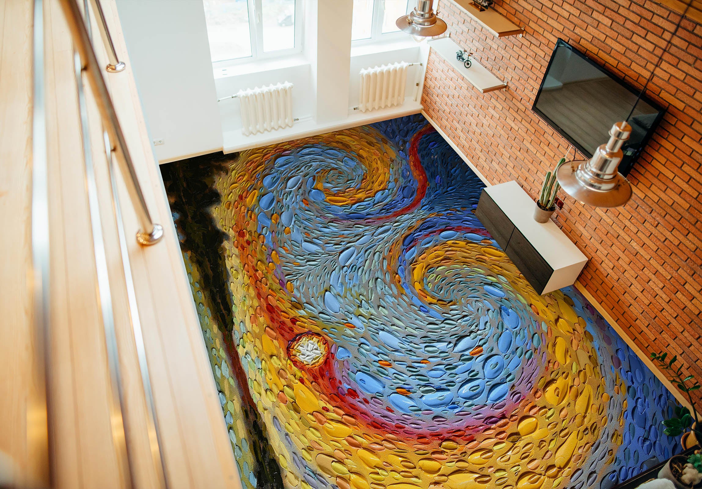 3D Sunset Sky Pattern 102165 Dena Tollefson Floor Mural