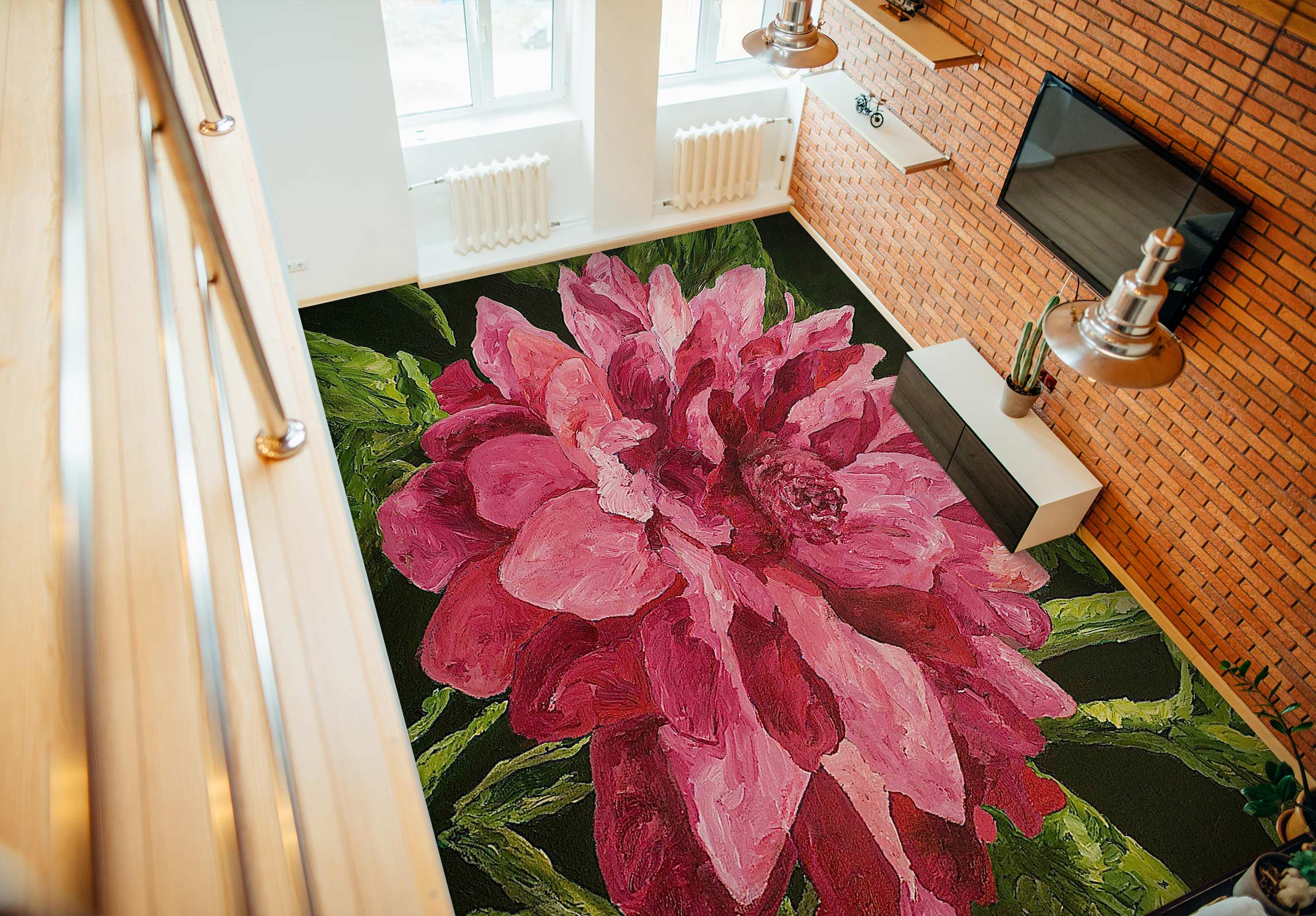 3D Pink Flowers 9568 Allan P. Friedlander Floor Mural