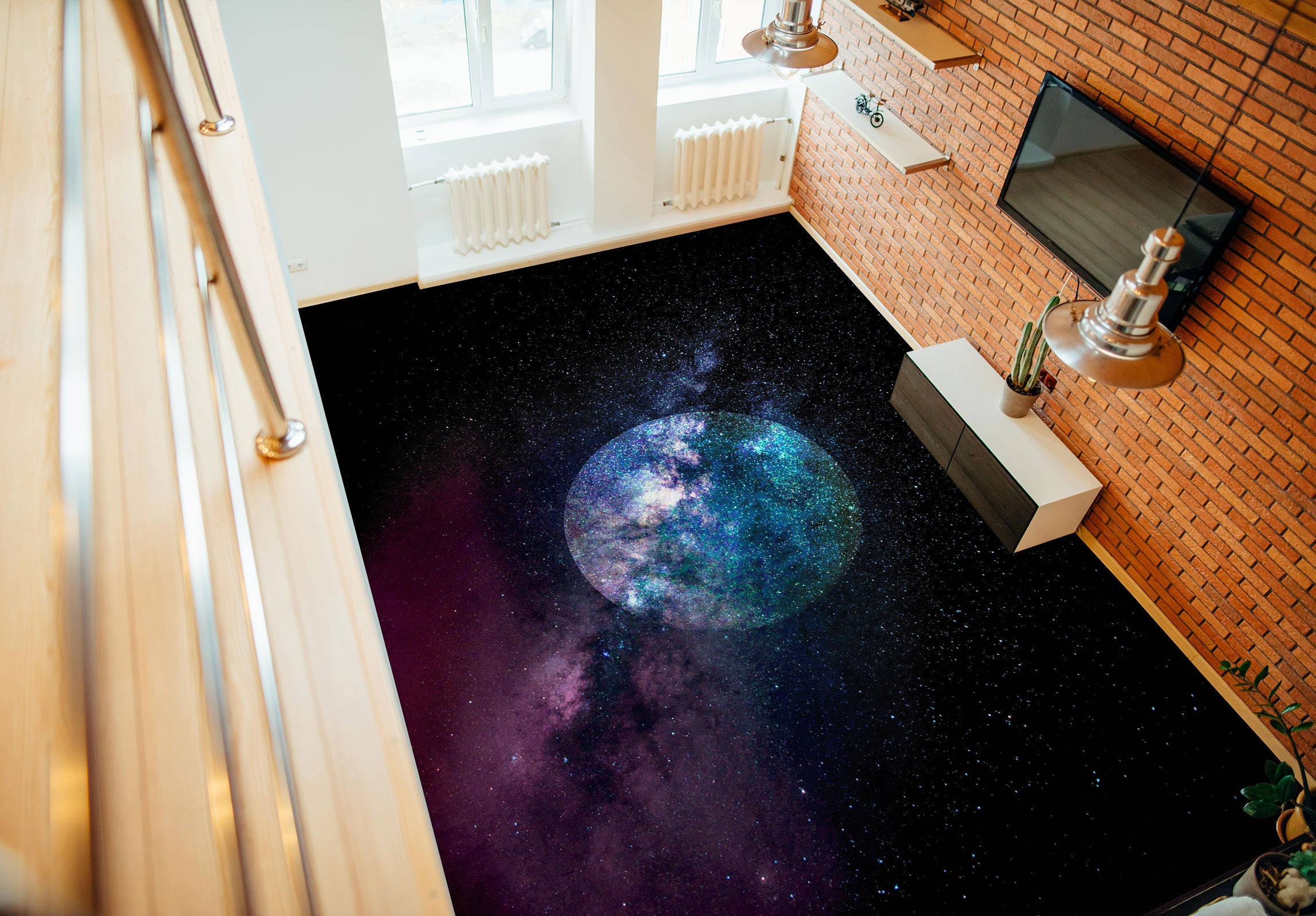 3D Starry Sky Moon 102146 Andrea Haase Floor Mural