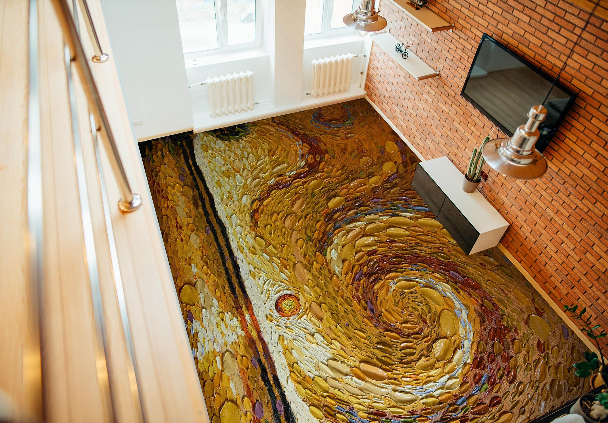 3D Yellow Sky Sun 102161 Dena Tollefson Floor Mural