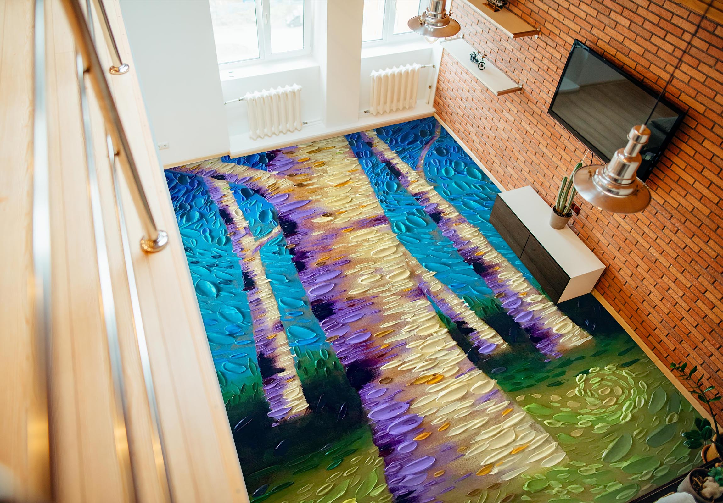 3D Trees Trunk Grass 102180 Dena Tollefson Floor Mural