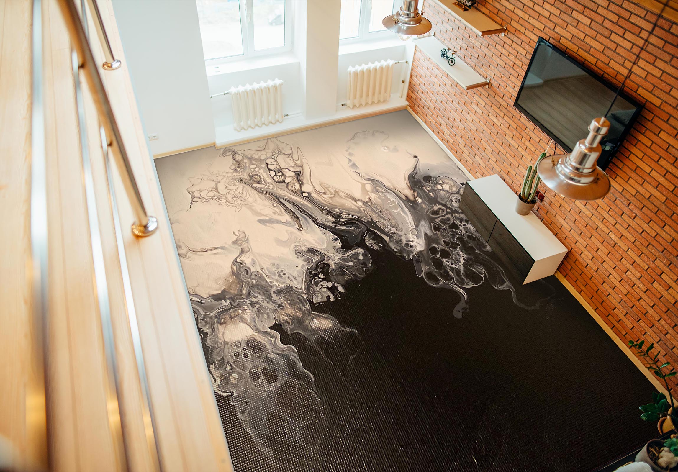 3D Black Ink Texture 98196 Valerie Latrice Floor Mural