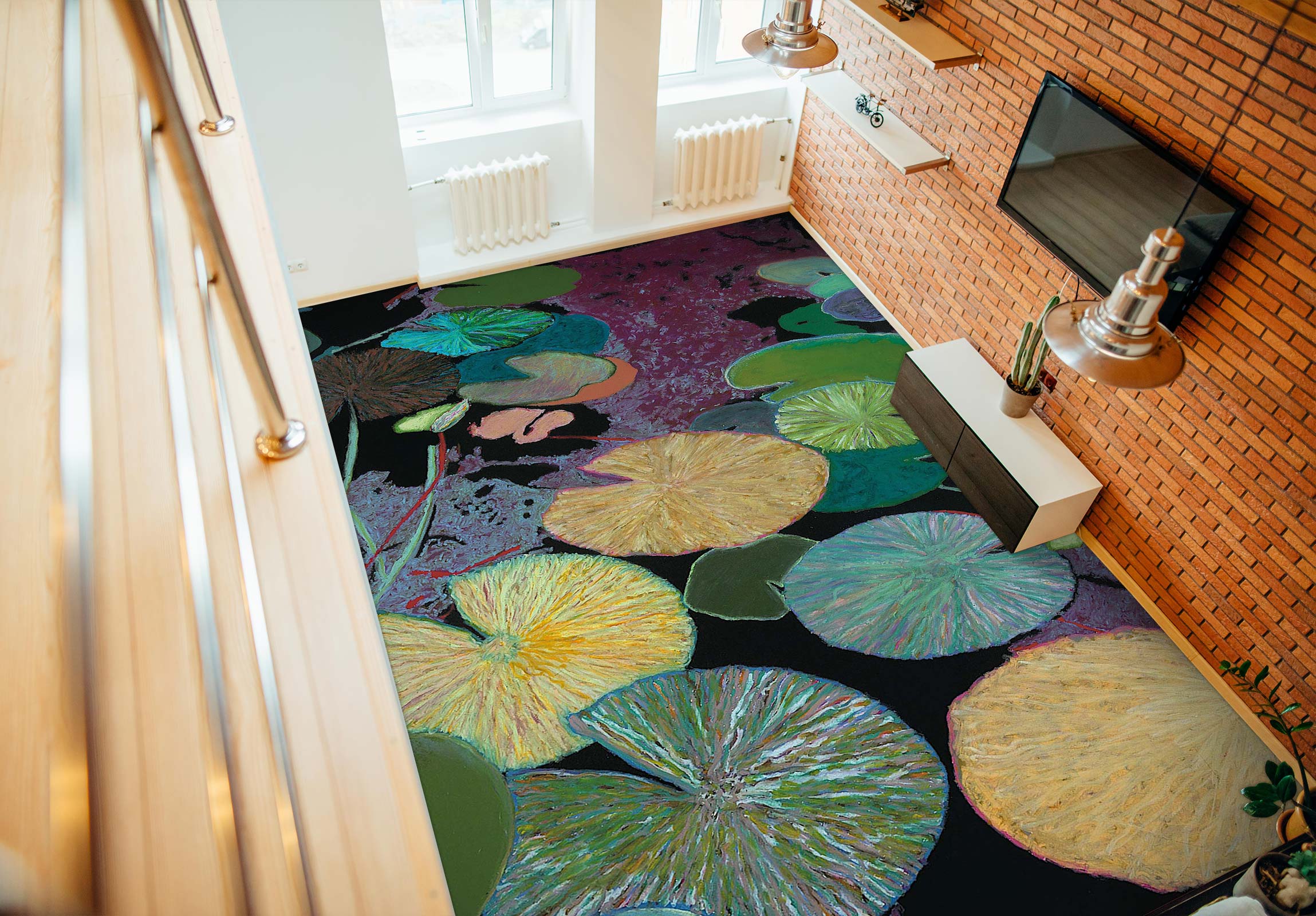 3D Lotus Leaf Pattern 96125 Allan P. Friedlander Floor Mural