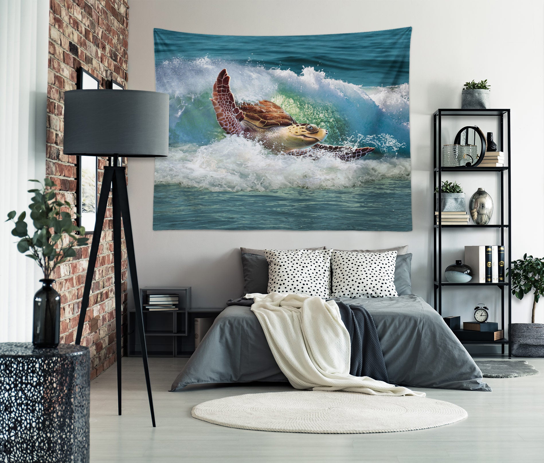 3D Waves Sea Turtle 111134 Jerry LoFaro Tapestry Hanging Cloth Hang