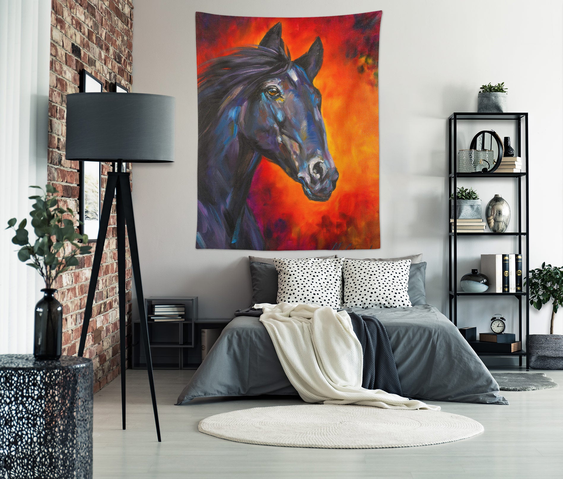 3D Black Horse 3302 Skromova Marina Tapestry Hanging Cloth Hang