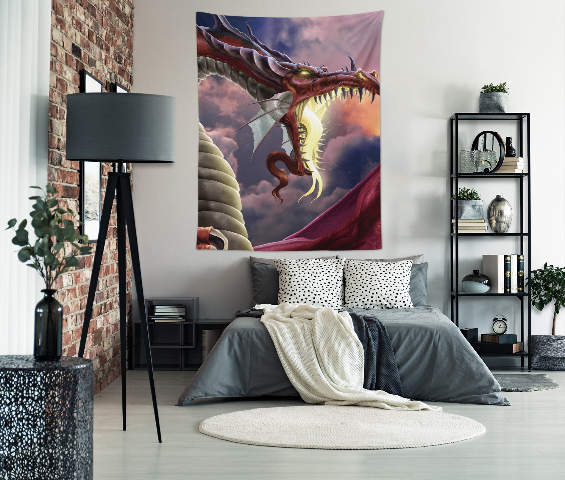 3D Open Mouth Dragon 121179 Tom Wood Tapestry Hanging Cloth Hang