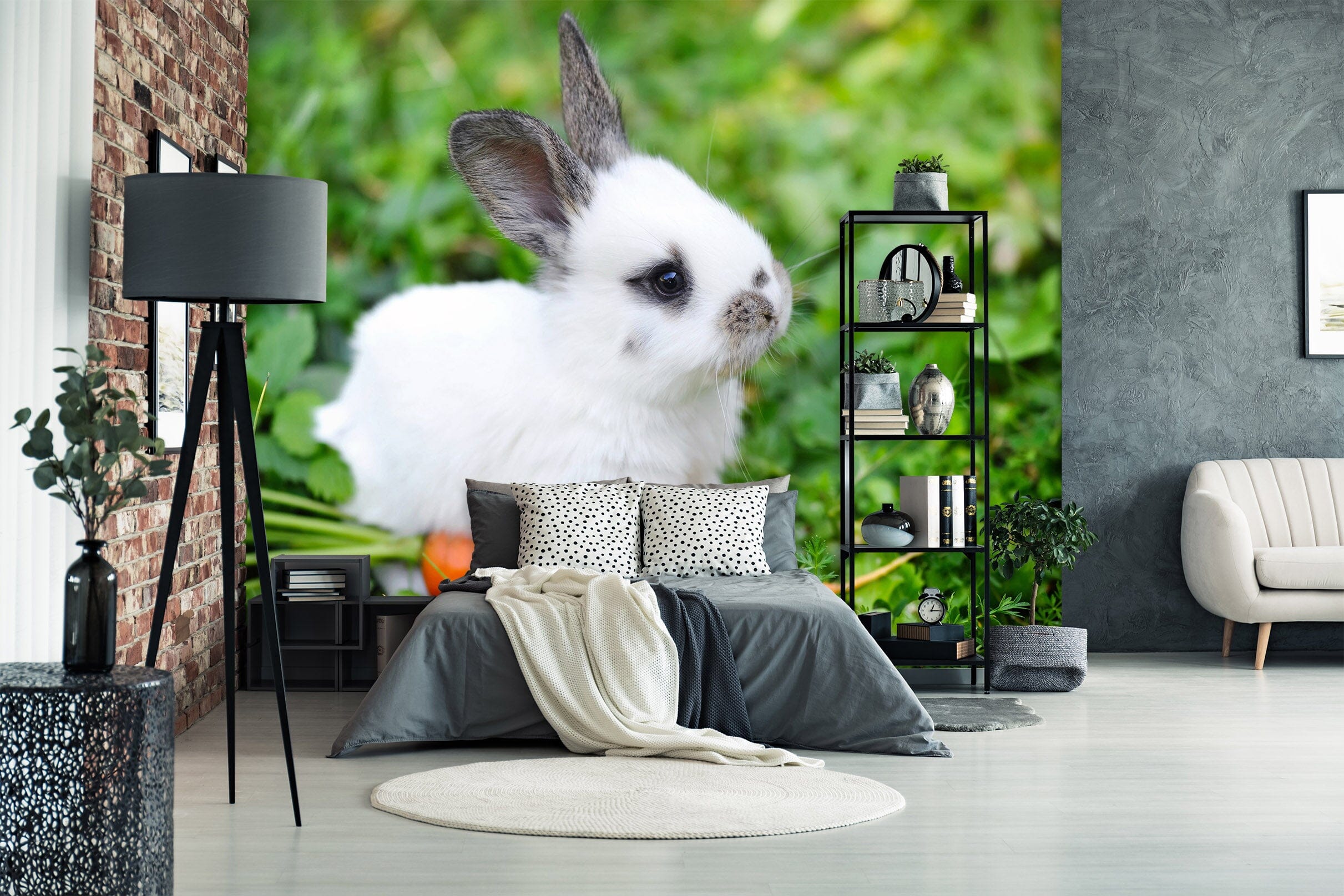 3D Lawn White Rabbit 2018 Wall Murals Wallpaper AJ Wallpaper 2 