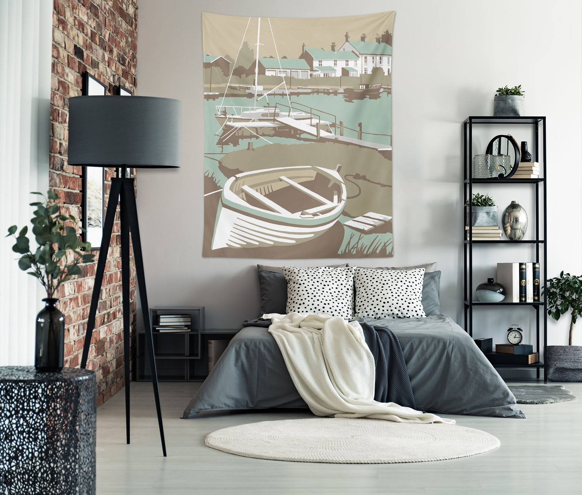 3D Fishing Boat 5379 Steve Read Tapestry Hanging Cloth Hang