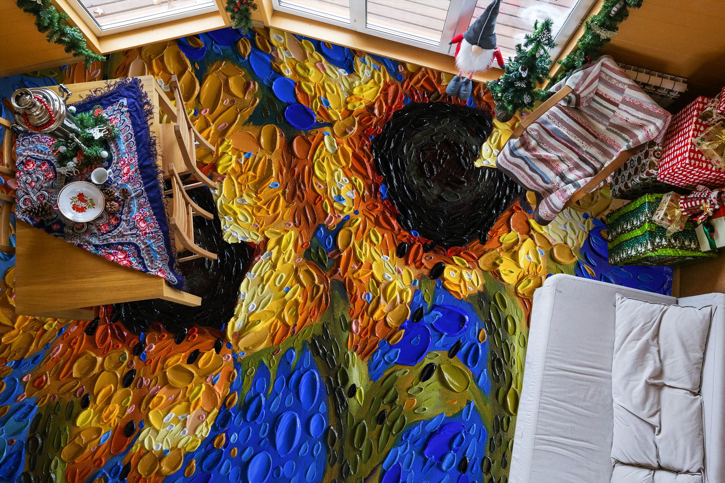 3D Sunflower 102152 Dena Tollefson Floor Mural