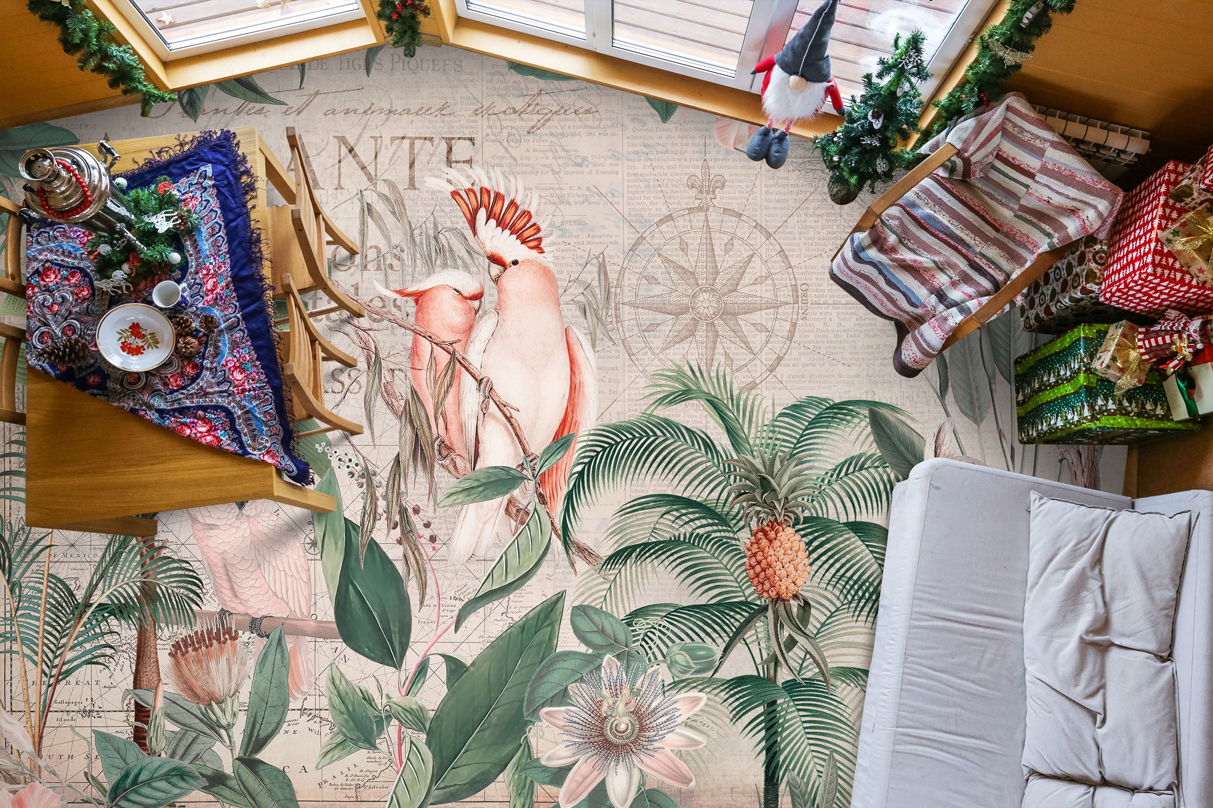 3D Grove Parrot Pineapple 104171 Andrea Haase Floor Mural