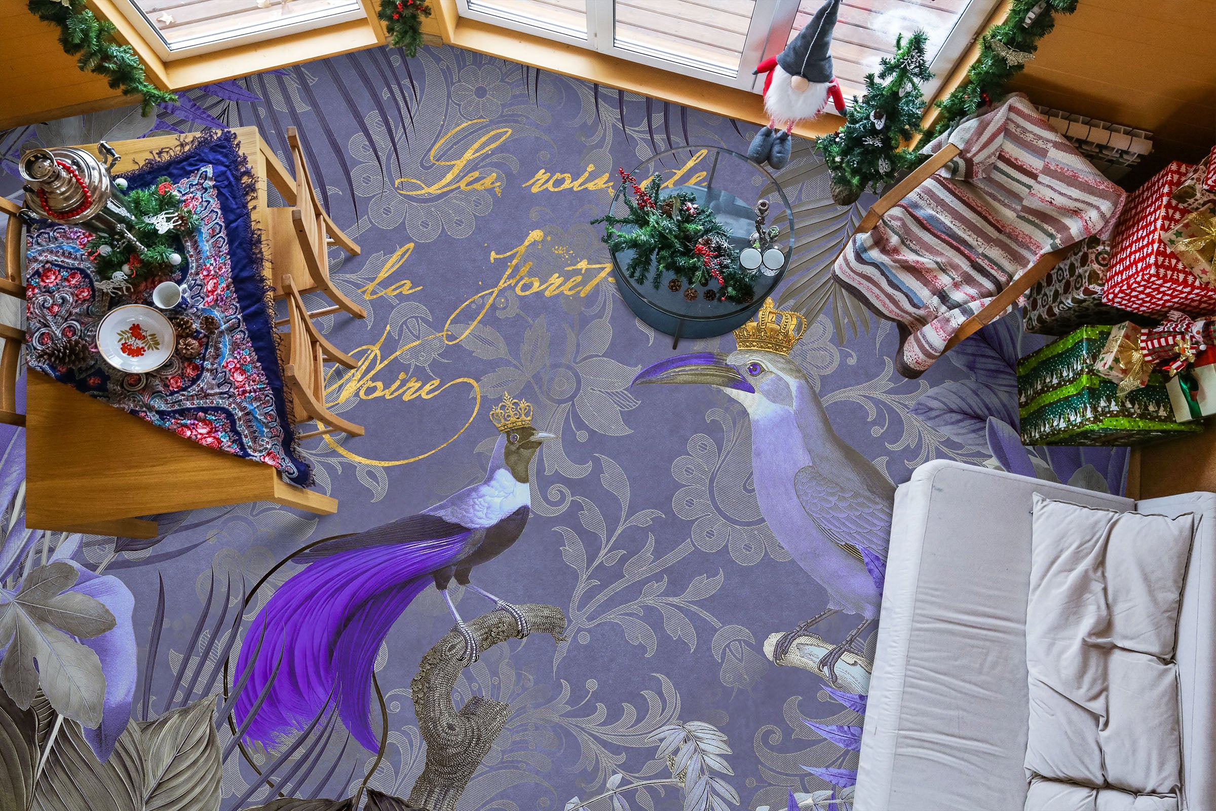 3D Purple Bird 104165 Andrea Haase Floor Mural