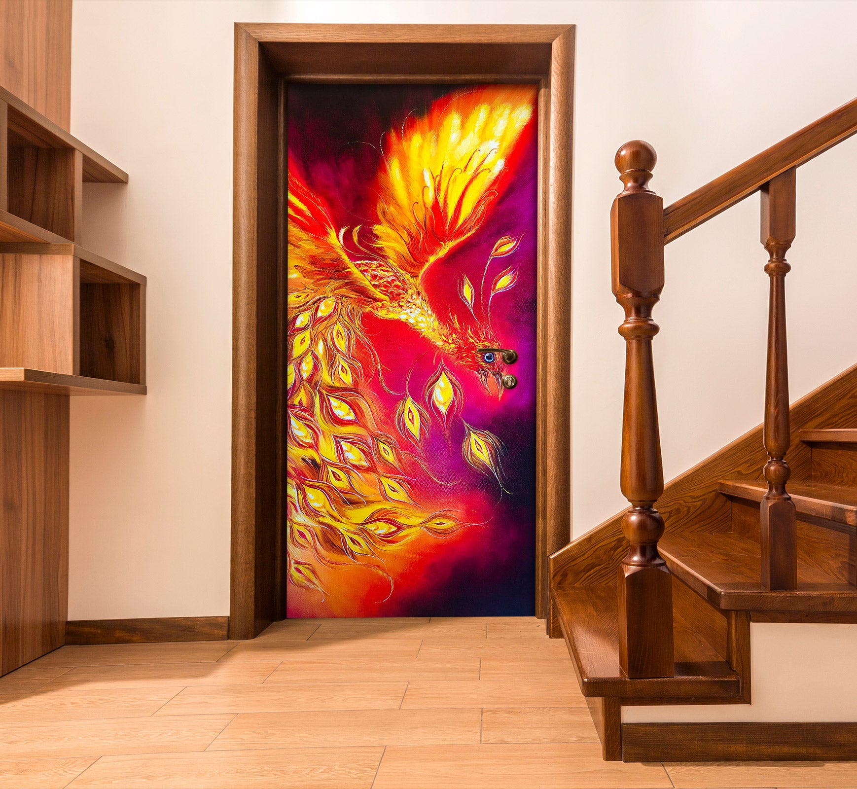 3D Red Phoenix 3133 Skromova Marina Door Mural