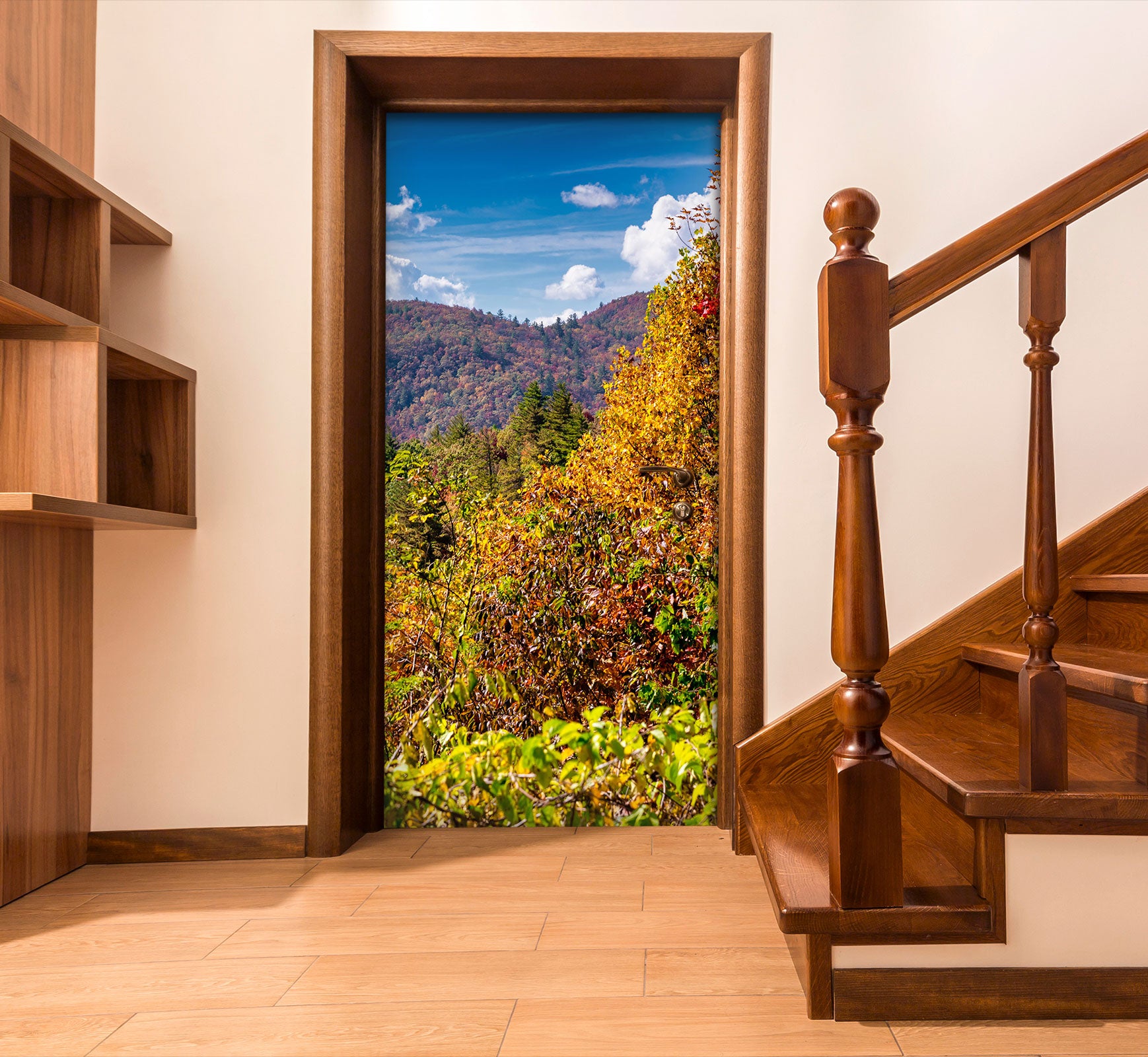 3D Trees Mountains 10839 Beth Sheridan Door Mural