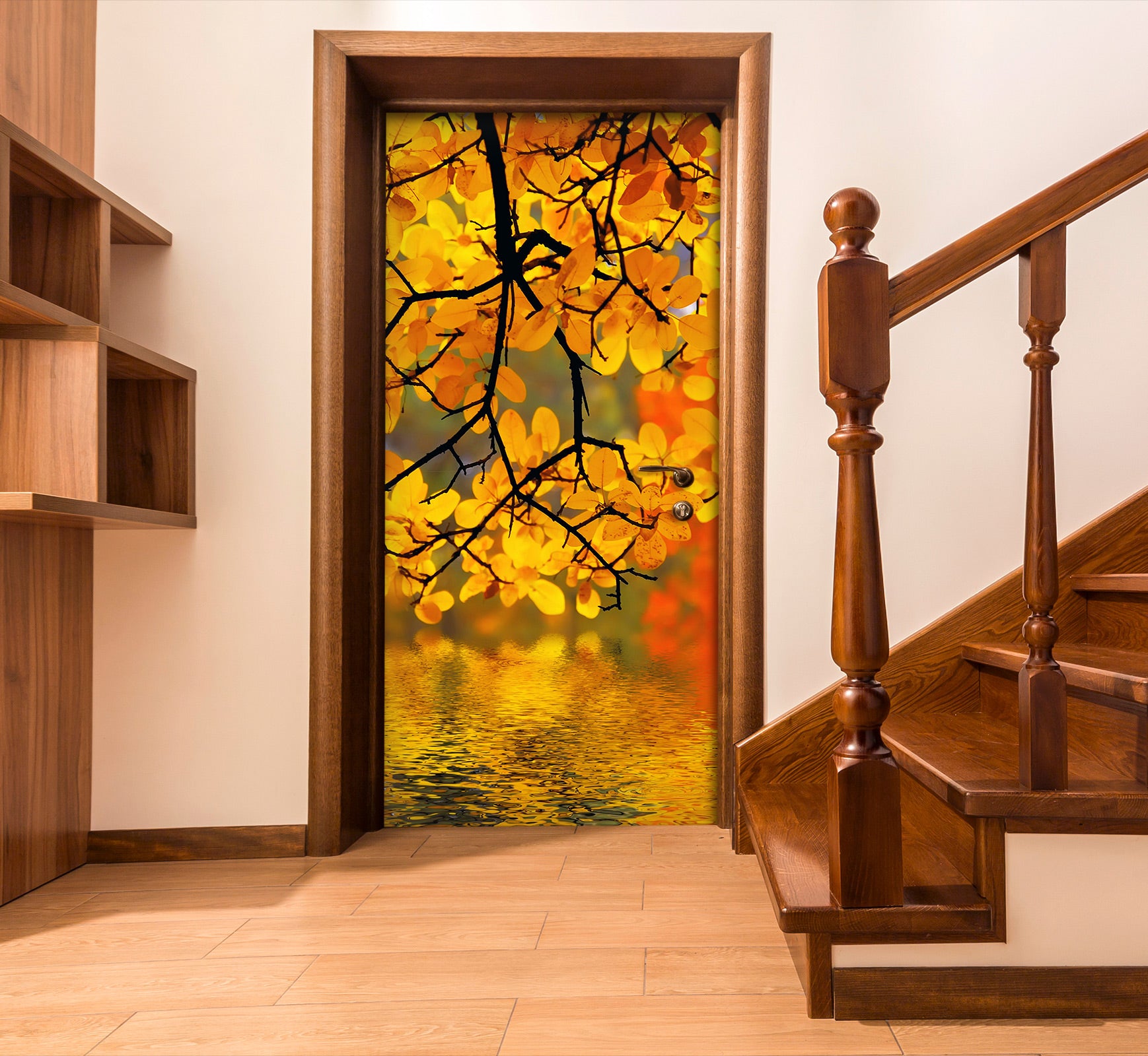 3D Yellow Leaves 23125 Door Mural